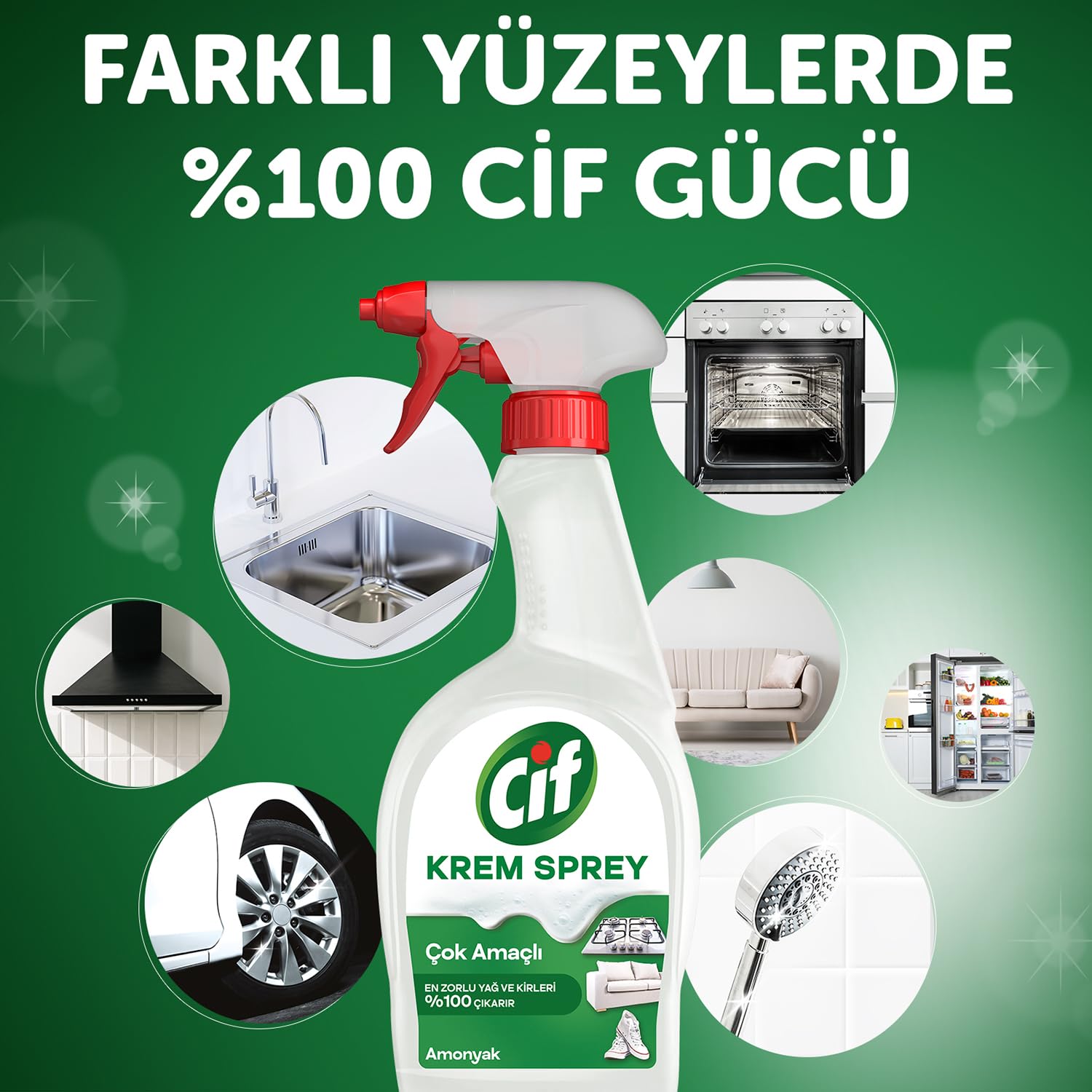 Cif Krem Sprey Çok Amaçlı Amonyak Yüzey Temizleyici Yağ ve Kir Çıkarıcı 750 ml