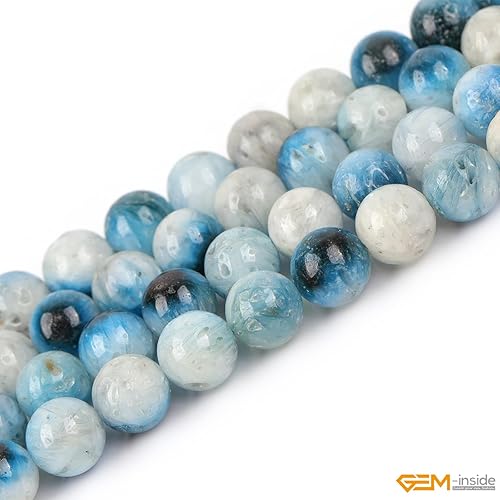 Miniatura 818 de GEM-Inside - Cuentas sueltas de piedra de lava negra natural de 0.315 in para hacer joyas, 15 pulgadas Cordierita de grado A