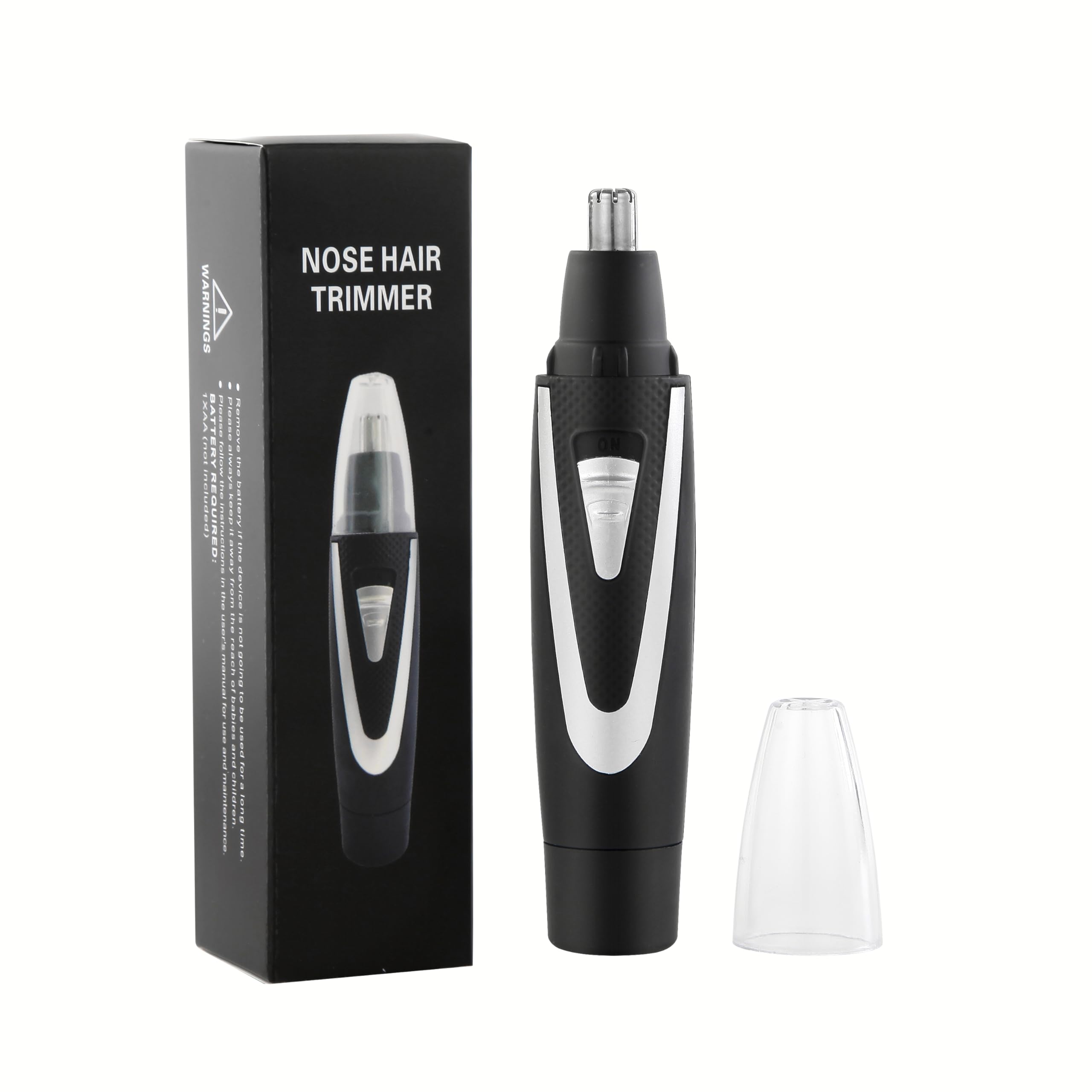 Ear and Nose Hair Trimmer Clippers: 2025 Professional Painless Eyebrow & Facial Hair Trimmers Remover for Men Women, Battery Operated Nasal Clipper, Dual Edge Waterproof Blades for Clean,Black
