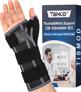 Wrist Brace with Thumb Spica Splint - Adjustable Thumb Wrist Support for Arthritis, Sprains, Tendonitis, Ligament Injury, Carpal Tunnel, De Quervain's Tenosynovitis and Sports Protection fit Women & Men（Right）
