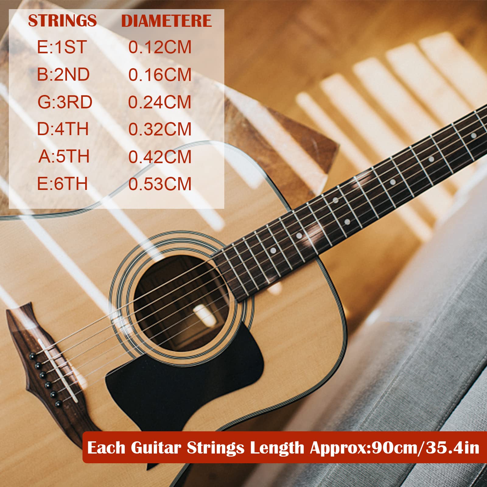 6 Corde In Acciaio Di Ricambio Per Chitarra Acustica - Nuove, Argento E