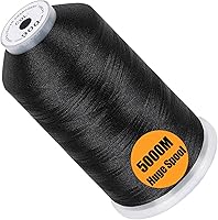 Newbrothread Black 40WT Polyester Embroidery Thread - 5000M Huge Single Spool for Home & Commercial Machines