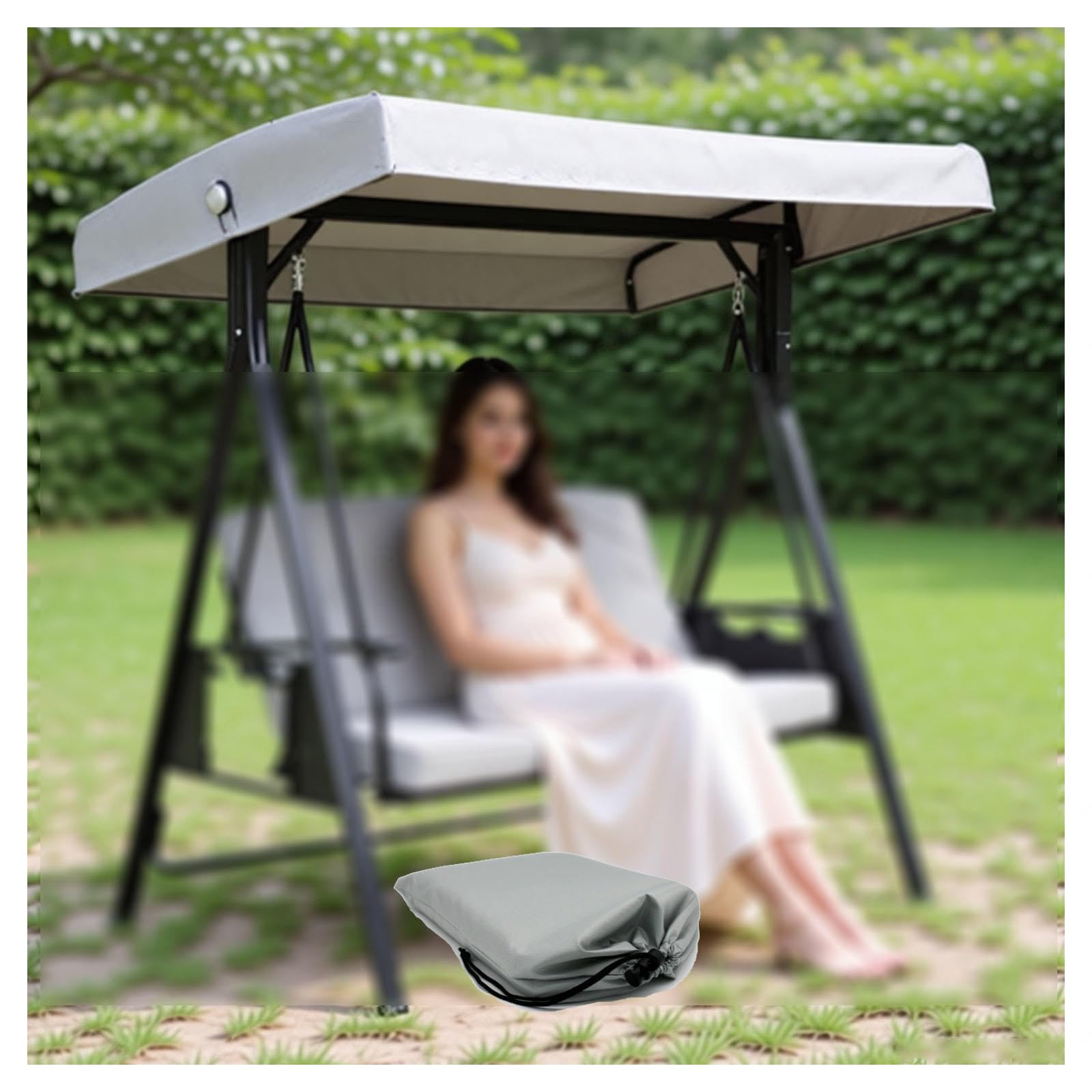 Lhcxkjgs Lightgray 210D Coated Oxford Fabric Outdoor Swing Canopy Replacement 75 X 47 X 7.8 In Waterproof, Uv-Resistant Outdoor Swing Canopy For Lawn Garden