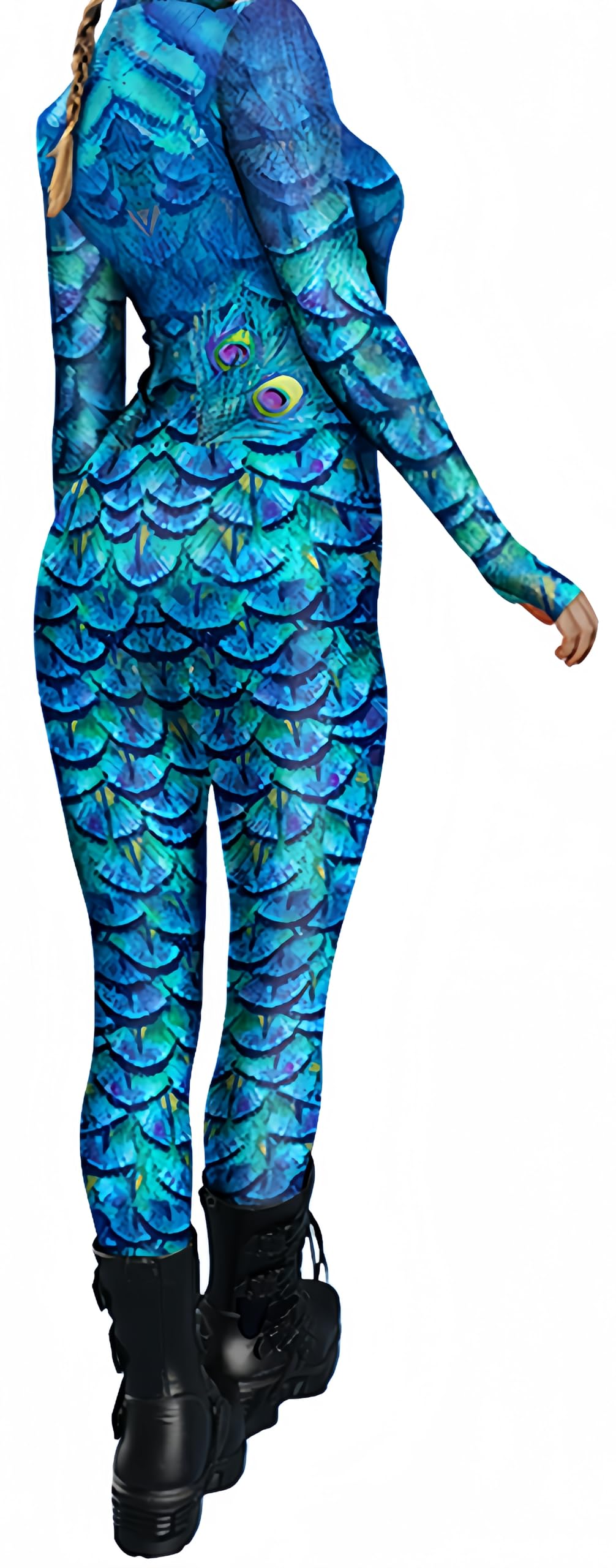 Ocean Plus Tuta da Donna con Scheletro di Halloween Stampa Digitale Taglio Sottile a Maniche Lunghe Monoblocco Collant