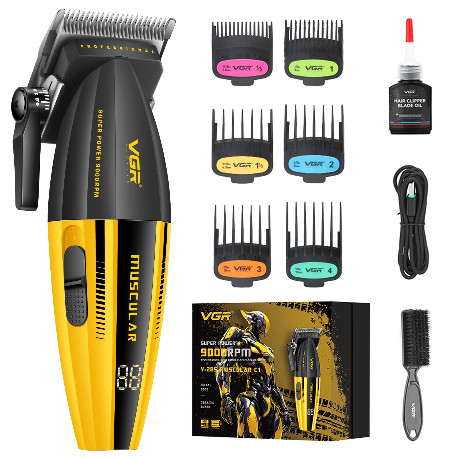 VGR 285 Fresh Fade Hair Clippers for Men, 9000RPM Professional Barber Clippers for Hair Cutting, Cordless Small Hair Trimmer Lightweight Versatile