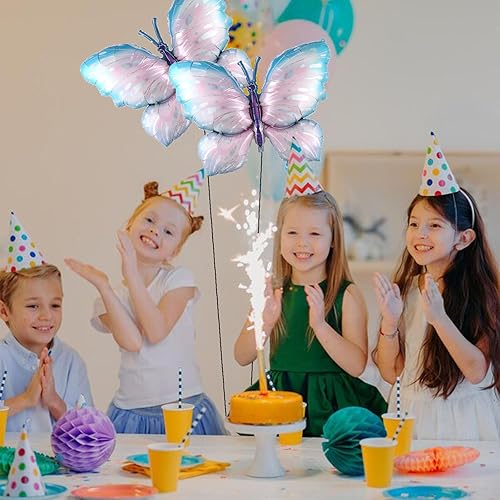Miniatura 4 de 2 globos de mariposa para fiesta de cumpleaños temática de mariposa, baby shower, decoración de boda (39.3 x 29.1 pulgadas)