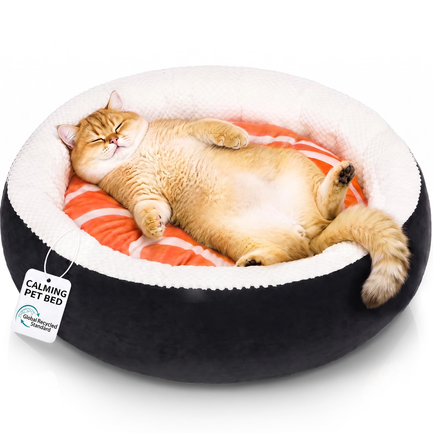 Cuccia per gatti in peluche, a forma di ciambella, soffice e calmante, per interni, per gatti, gattini, lavabile, rimovibile, morbida cuccia per cani di piccola taglia e cuccioli
