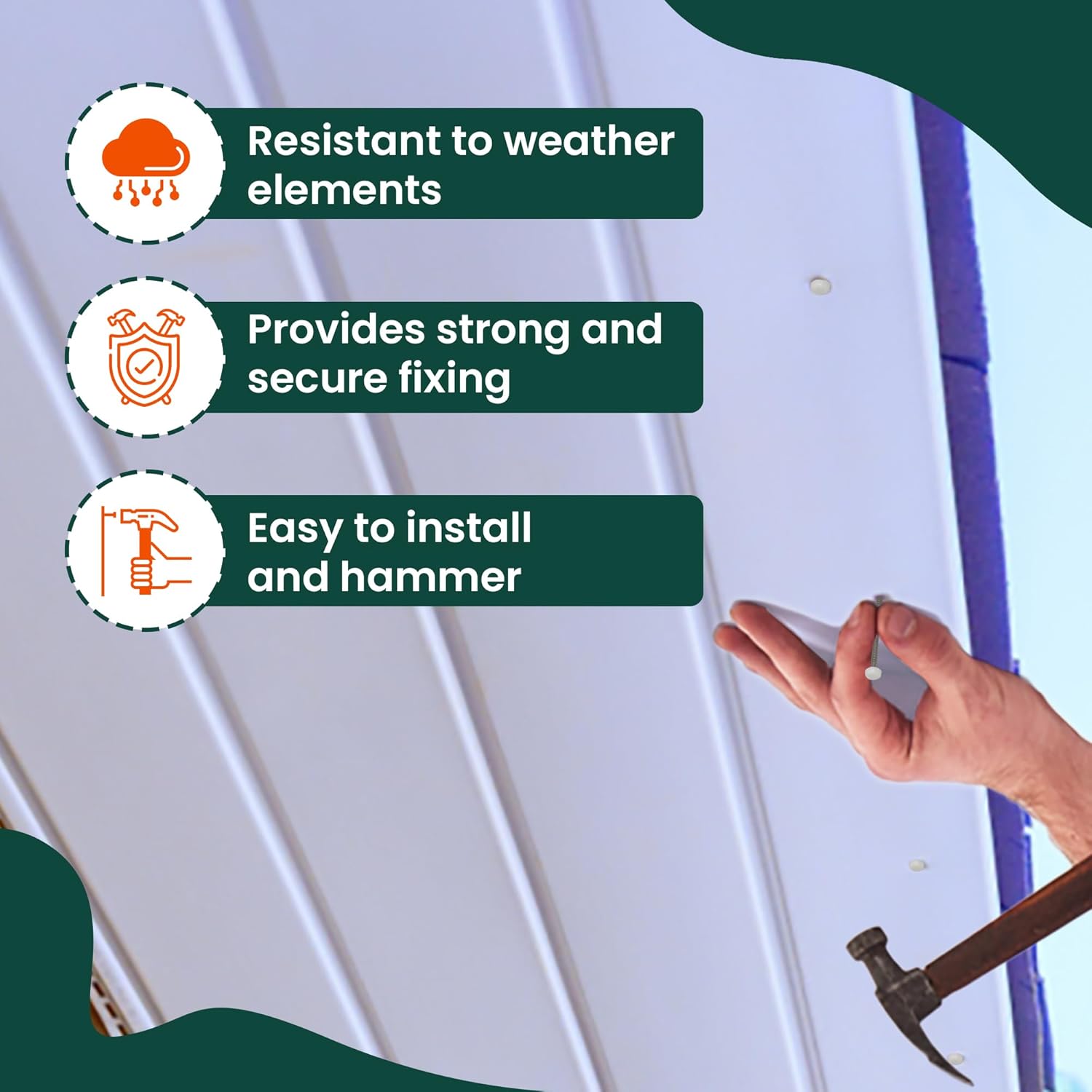 1000 x 40mm White UPVC Poly Top Stainless Steel Pins Nails Plastic Headed fascia fixings polytop