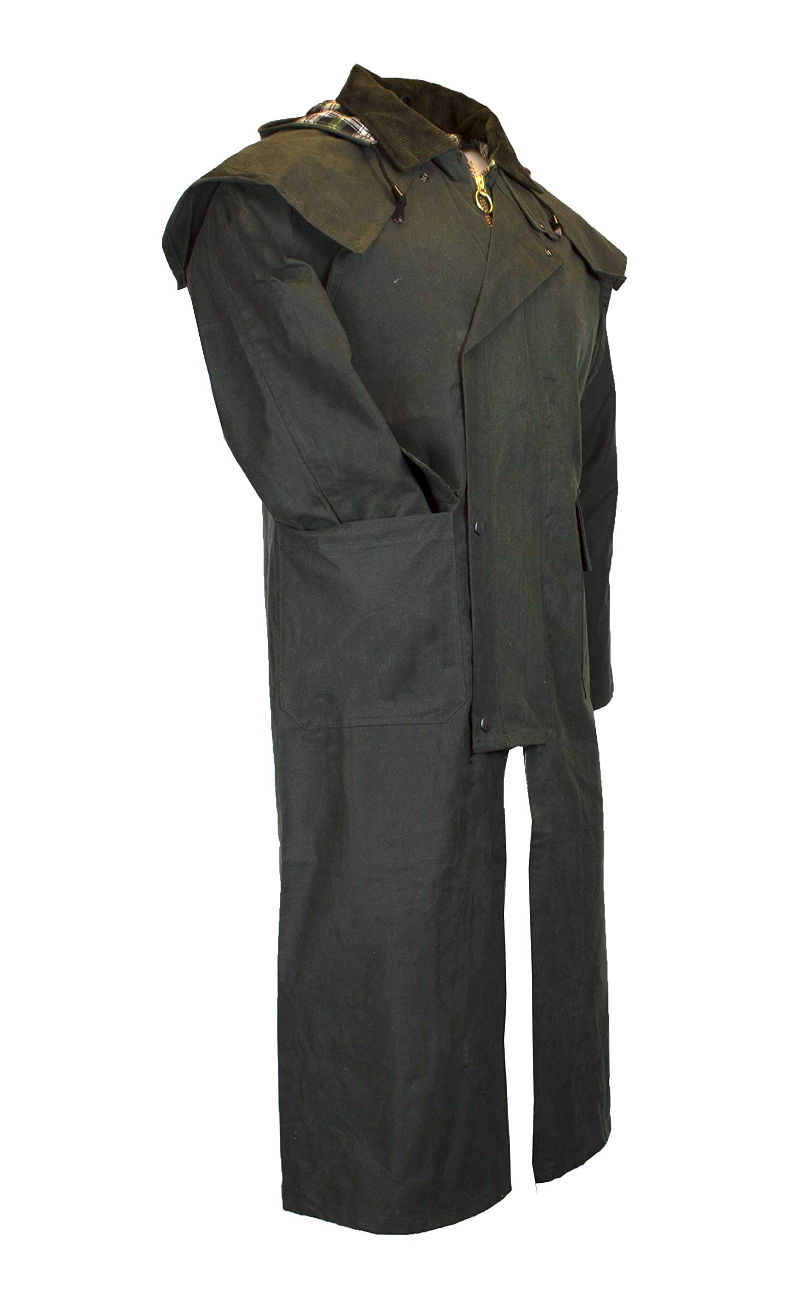 Walker & Hawkes – Impermeabile lungo cerato, unisex, stile mandriano, con cappuccio