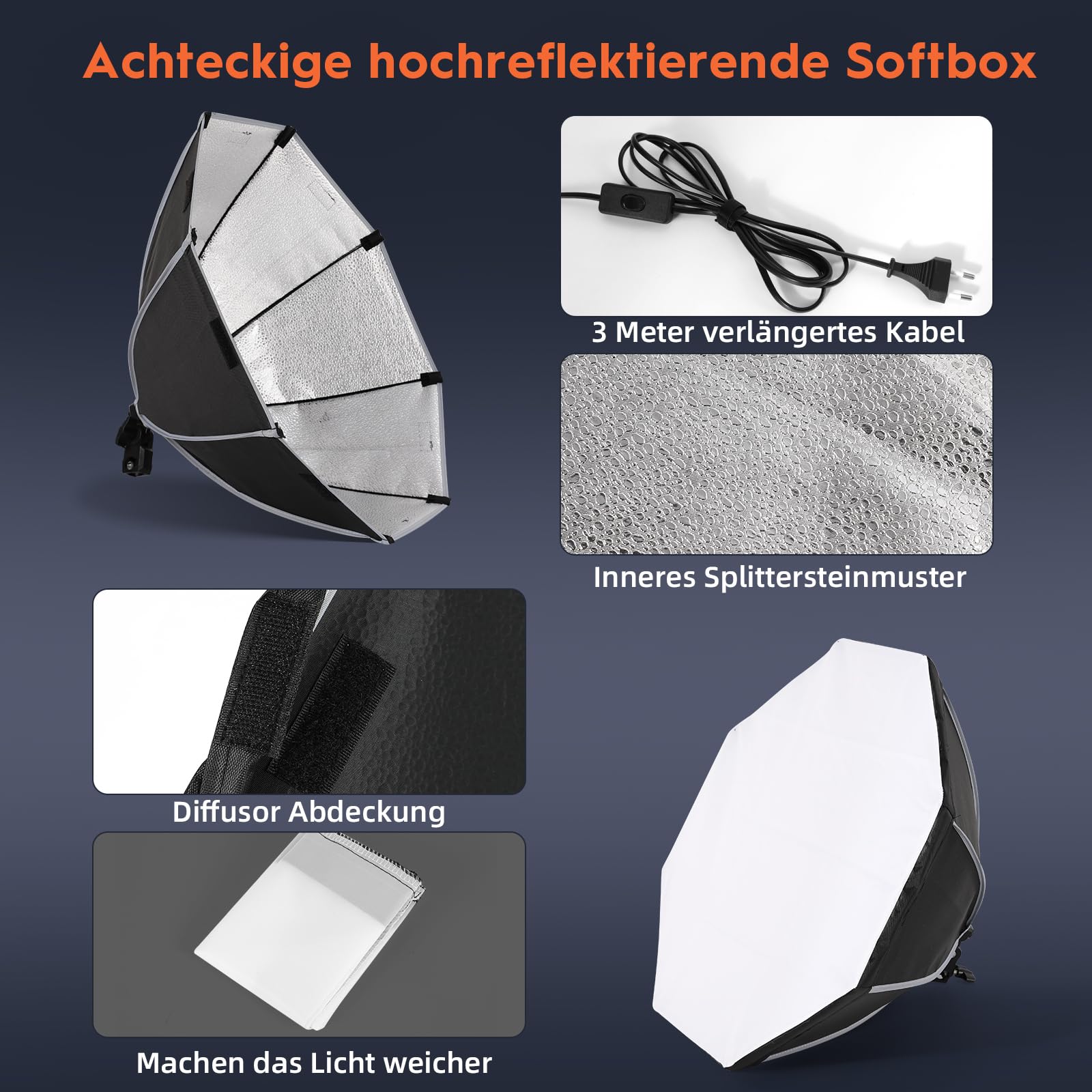 Softbox LED 2×85W Pilot Regulowany 2700-6400K | Dwa softboxy 50 cm ze statywami 150 cm do streamingu, YouTube i fotografii.