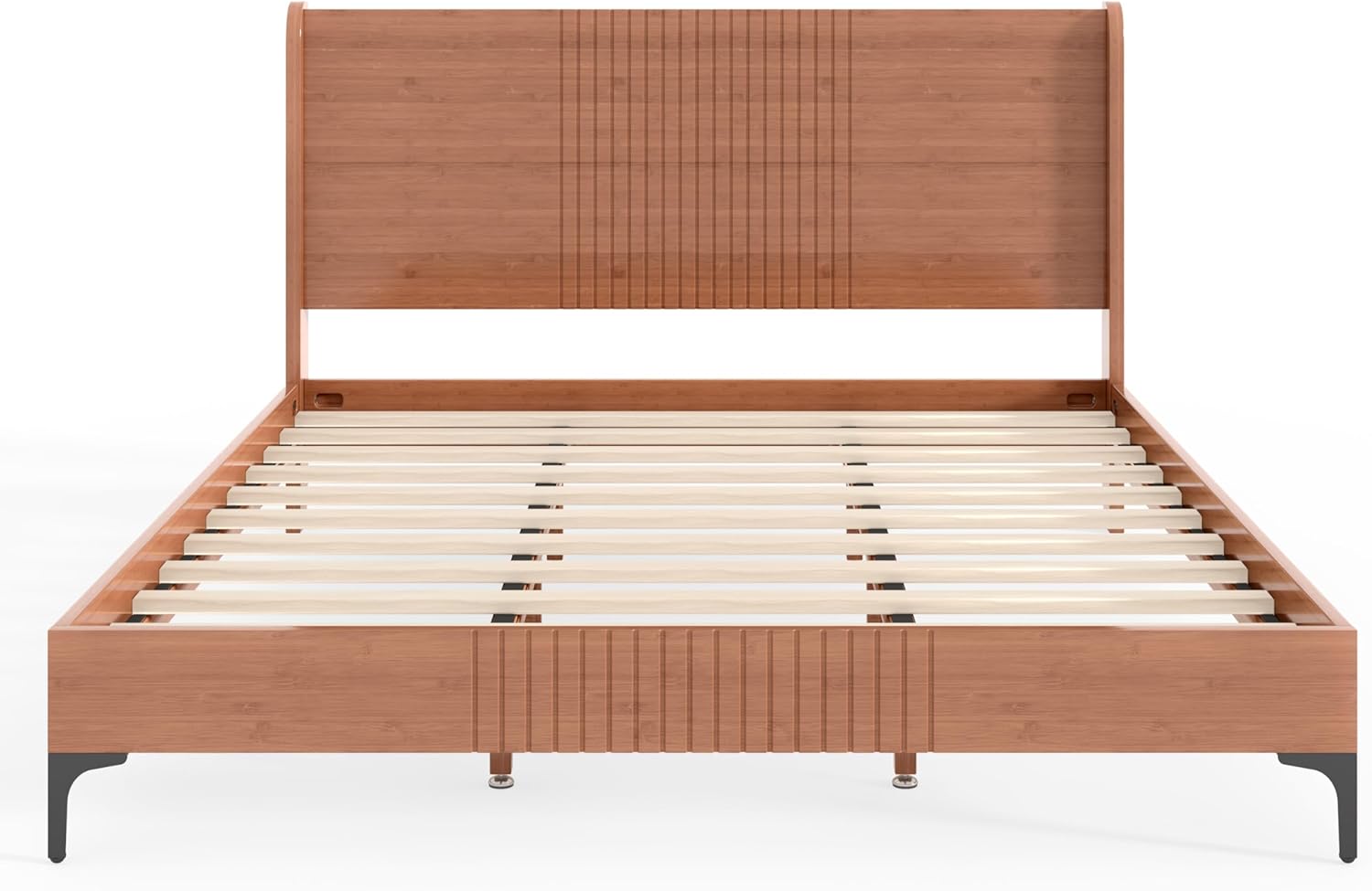 Bellemave King Size Bamboo Platform Bed, Mid-Century Modern Bed Frame with 37.4 Tall Headboard, Solid Bamboo Bedframe King Size, Wood Slat Support, Natural