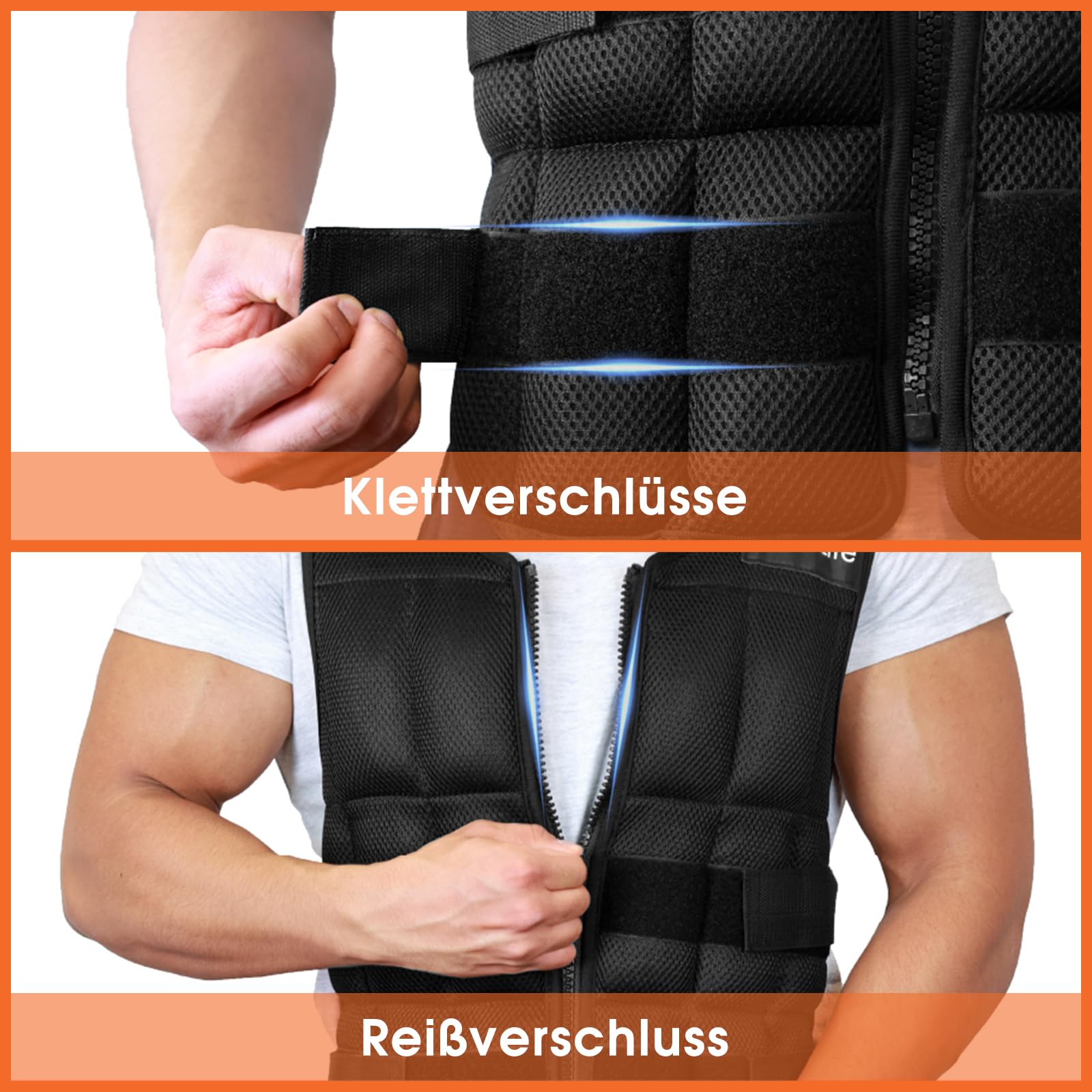 DH FitLife Verstellbare Gewichtsweste 10/20/30KG zum Muskelaufbau u. Krafttraining | Weighted Vest | Laufweste Damen Herren | Fitness Trainingsweste