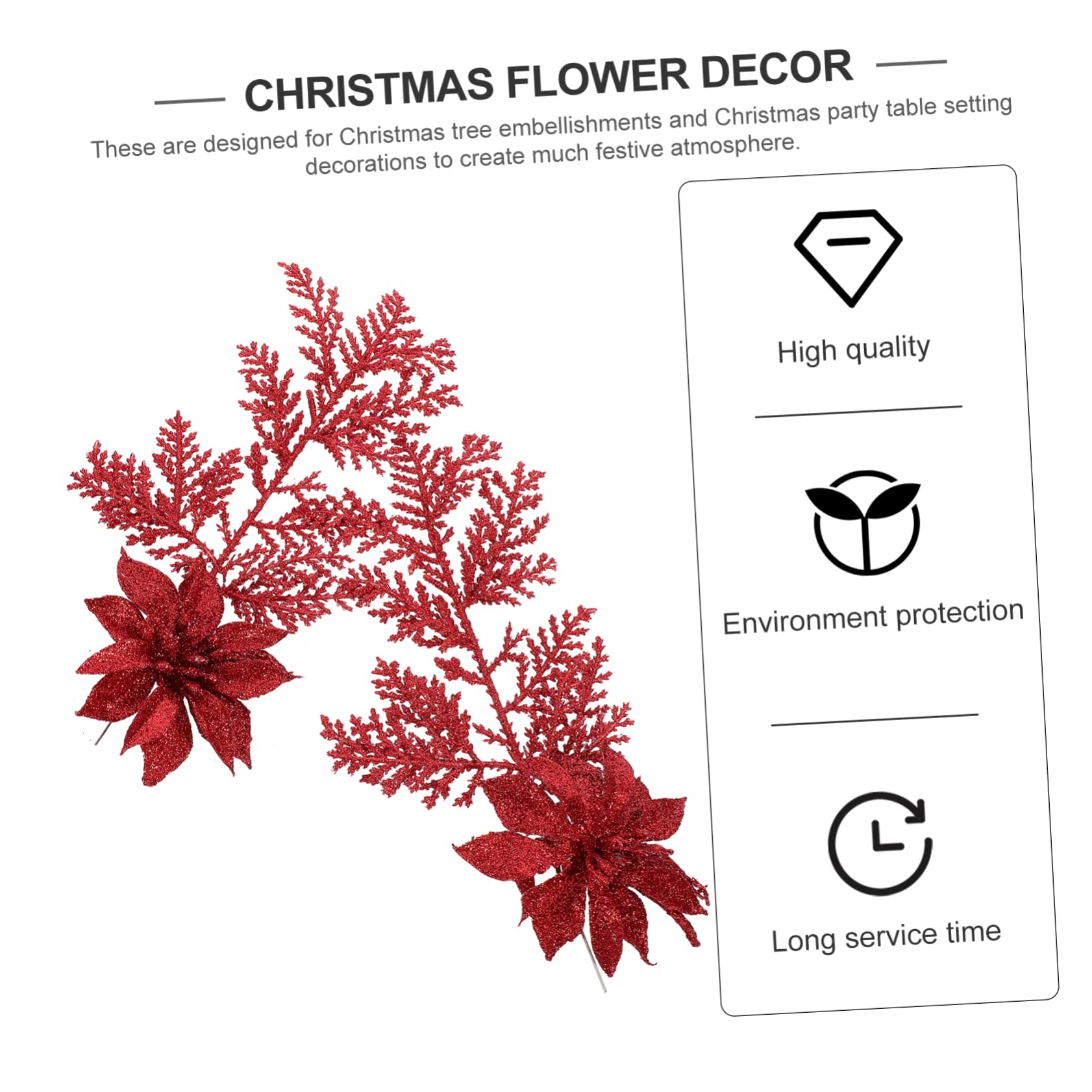 TOPBATHY Lot De 3 Branches De Pin Artificielles pour Sapin De Noël Décoration À Paillettes Imitation Pin avec Clip pour Décorations De Fête 6 Pièces X 3