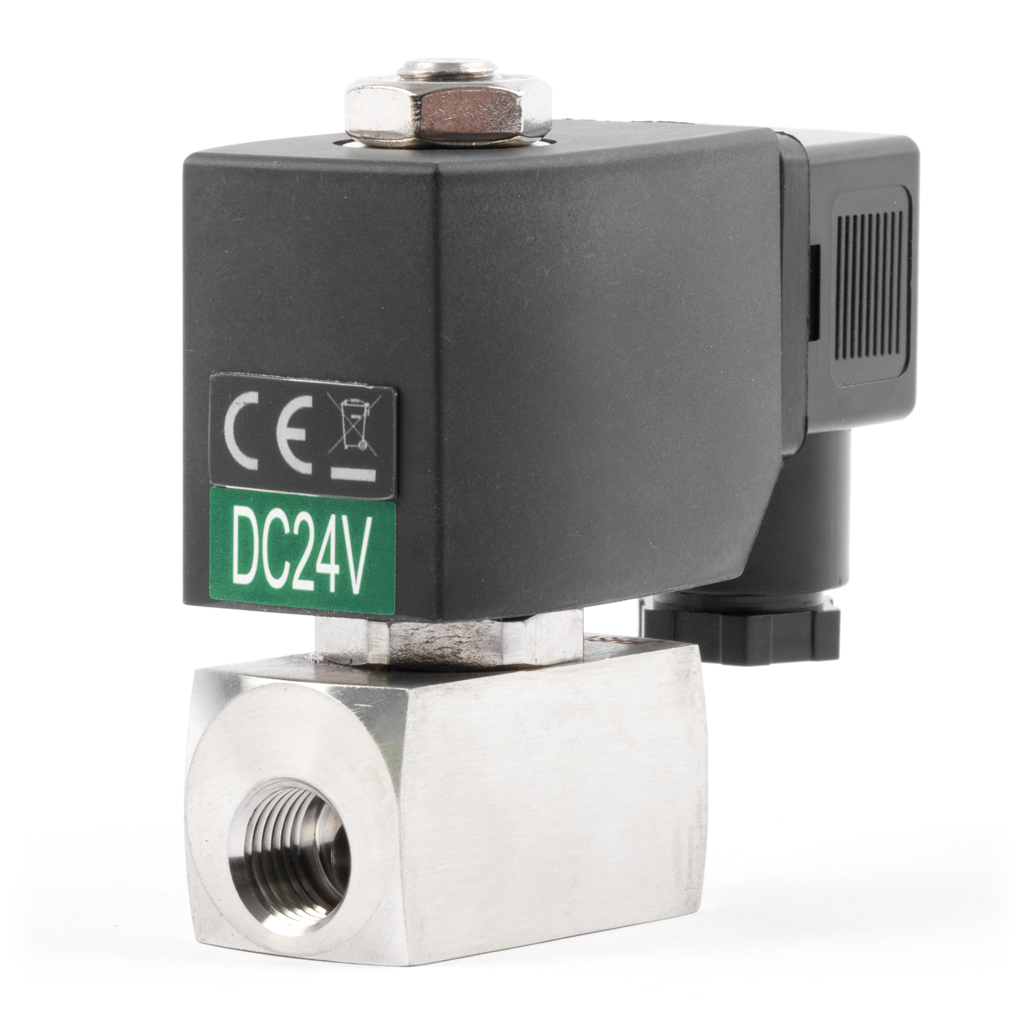 U.S. Solid Elettrovalvola alta pressione 1/4" in acciaio inox – 24 V DC, 60 bar, da -30°C a 180°C, resistente alta temperatura