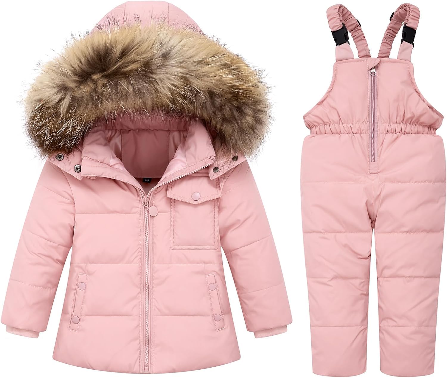 Baby Mädchen Winter Schneeanzug Mantel Junge Pelz Schnee Hosen Lätzchen Jacke für Kleinkind Kleidung