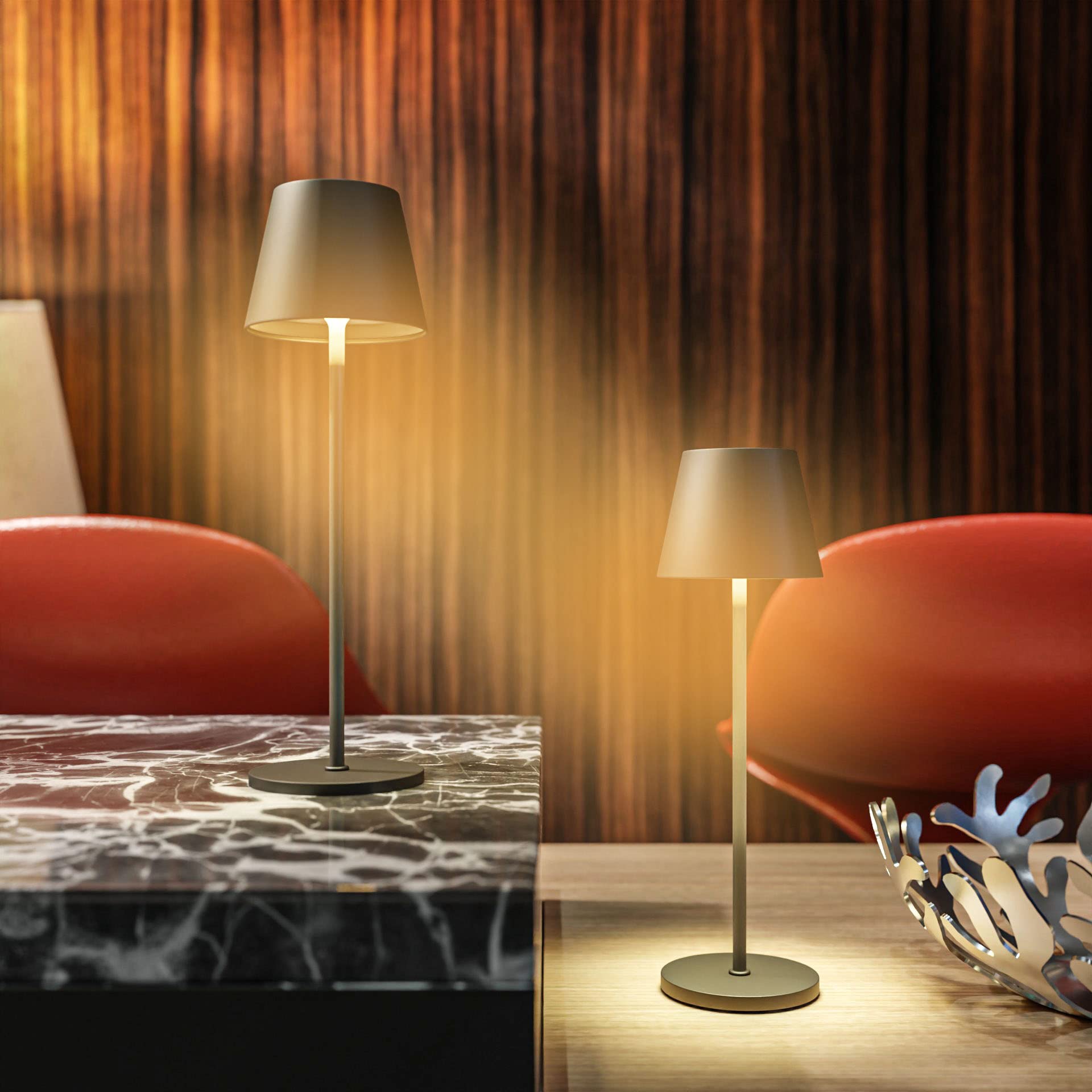 FUYO Lampes de table sans fil tactile rechargeable aluminium IP54 8 couleurs LED Gris