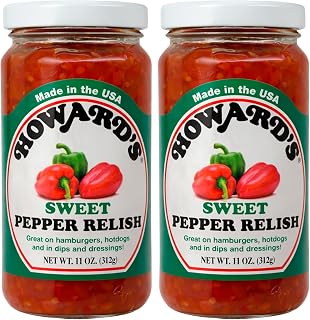 Howard's Sweet Pepper Relish, 11 oz (Pack of 2) - Tangy Sweet Condiment for Burgers, Hot Dogs & Sandwiches
