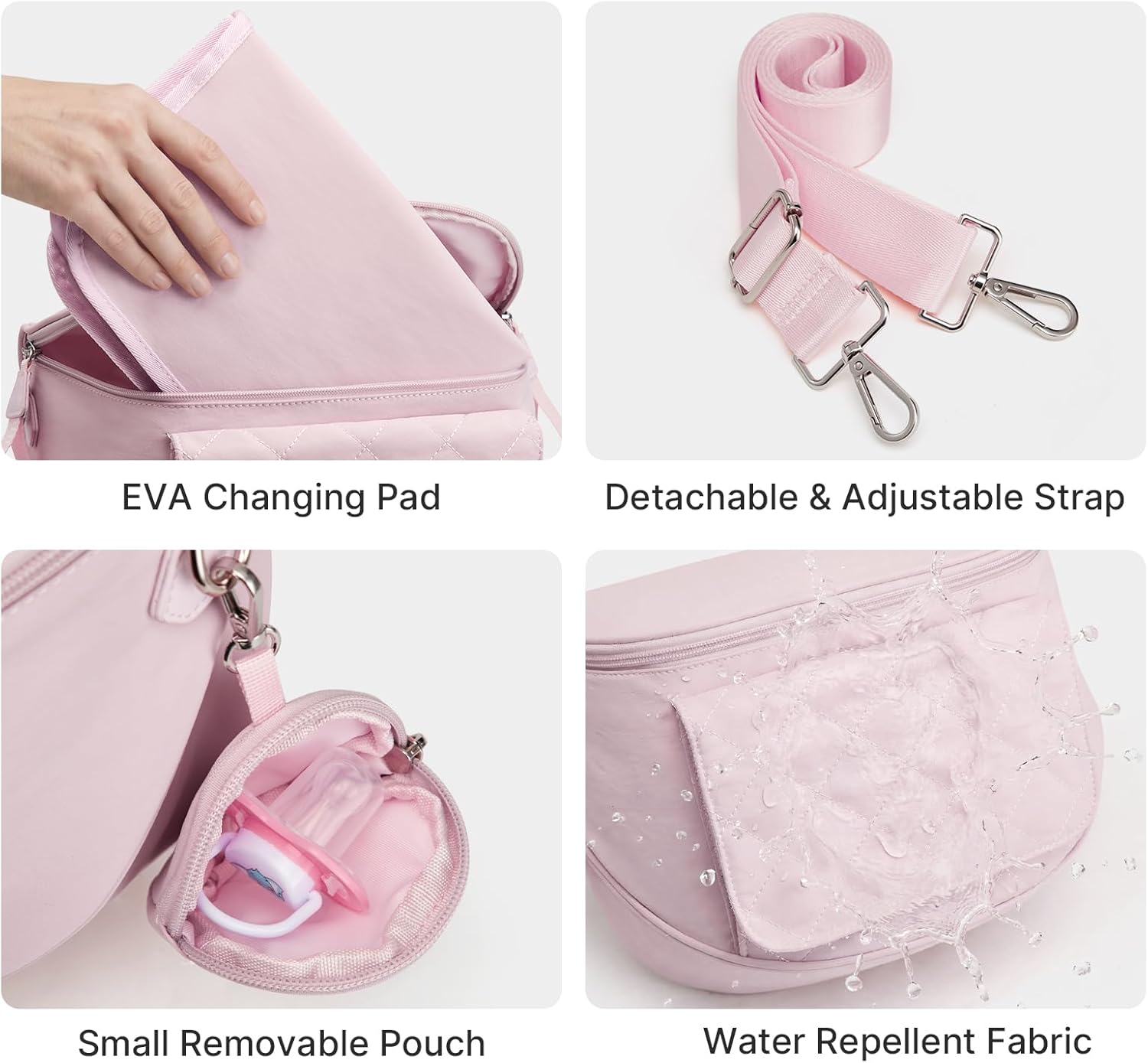 G4Free Small Diaper Bag with Portable Changing Pad Nylon Crossbody Purse Bum Bags with Wipe Pocket Women