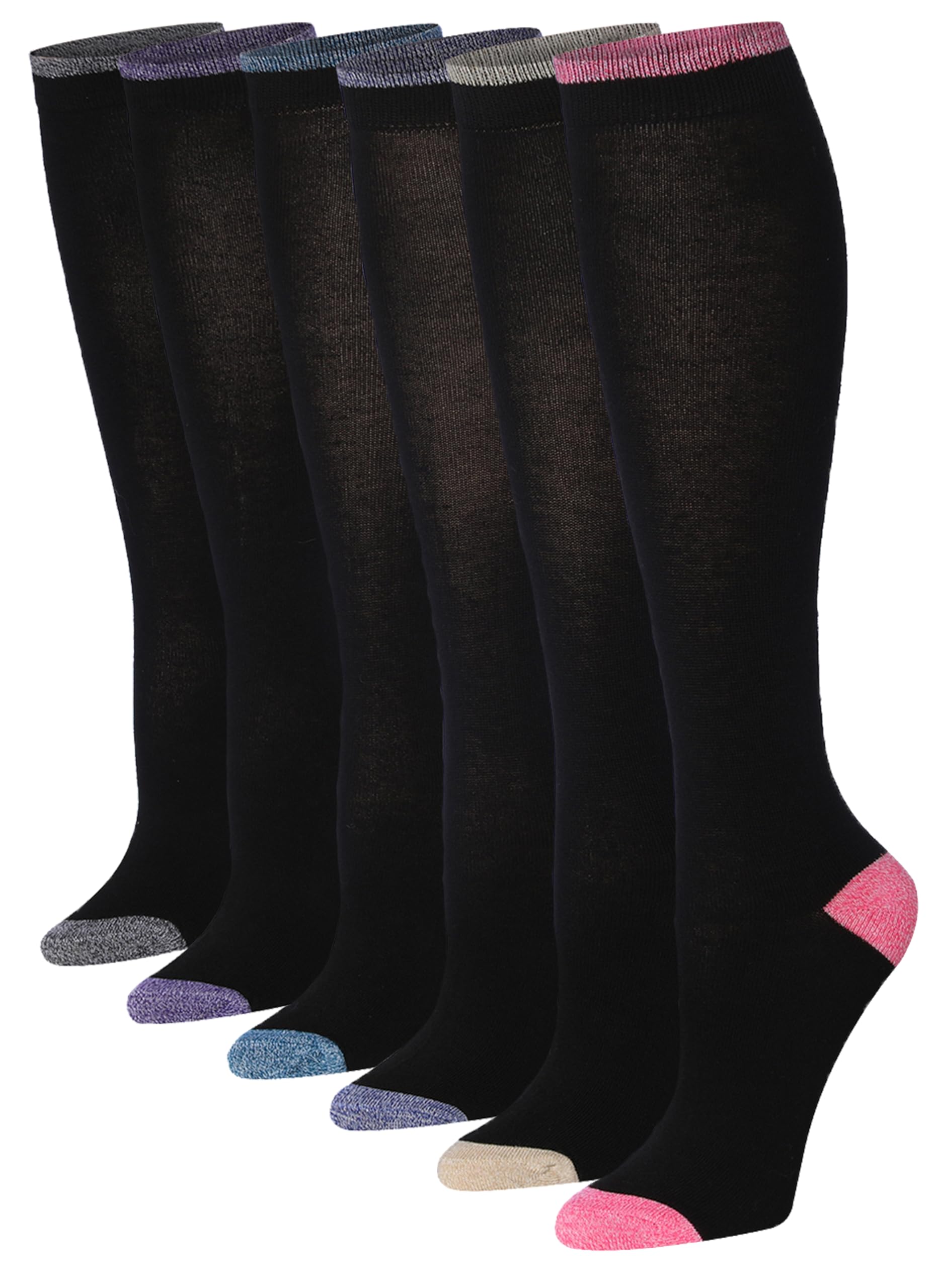 Tipi Toe Women's 6-Pack Colorful Knee-High Patterned Socks - Picture 2 of 6