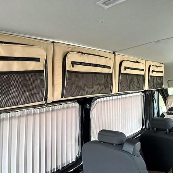 24in RV Overhead Soft Storage Cabinet, Lightweight & Durable, Collapsible Organizer Includes Fixed Guide Rails for Mercedes-Benz Sprinter, Ford Transit & RAM ProMaster