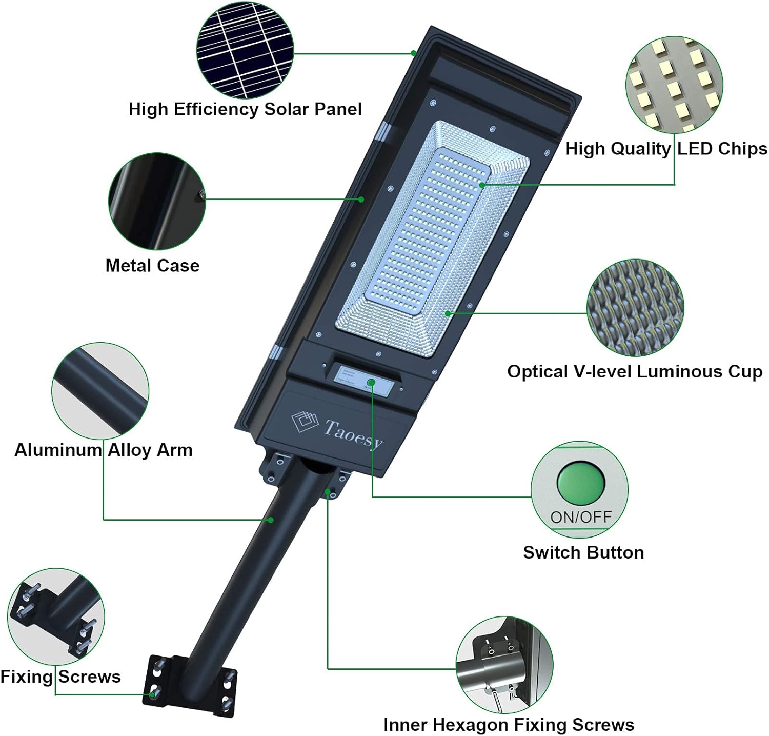 Flаѕh Dеаlѕ - 50% оƒƒ Taoesy 100W Solar Street Light Outdoor,200 LEDs Solar Powered Commercial Lights Dusk to Dawn with Motion Sensor IP65 Waterproof for Garden,Pathway Solar Outdoor Light