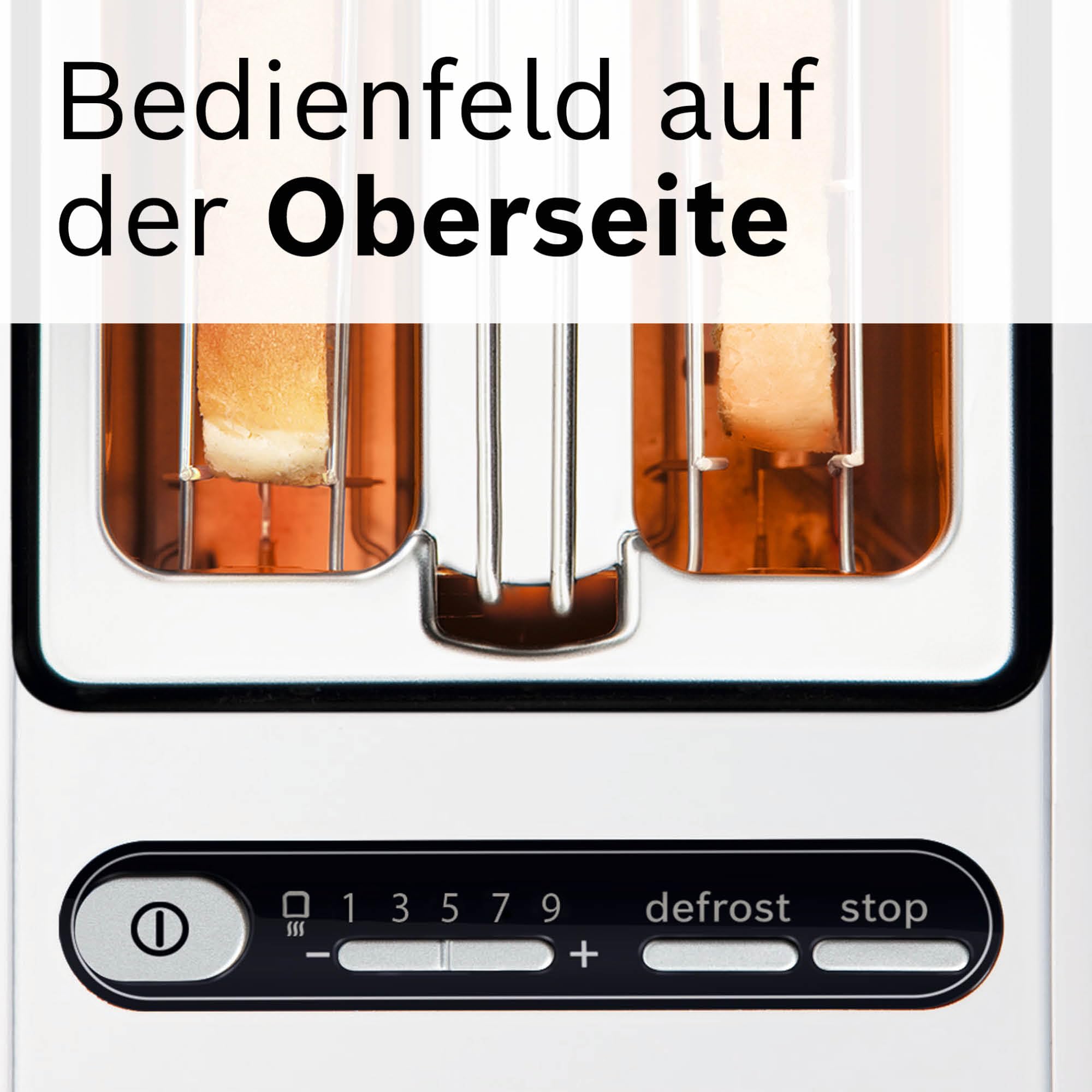 Bosch Toaster Styline TAT8611N, integrierter Brötchenaufsatz, Liftfunktion, Auftaufunktion, Abschaltautomatik, Brotzentrierung, 800 W, Edelstahl/weiß