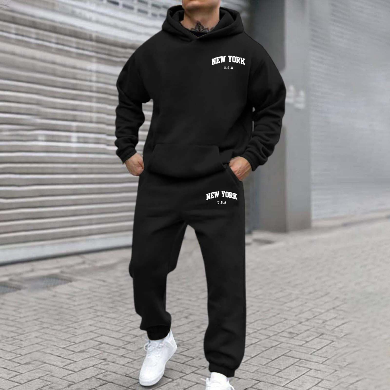 Tuta Uomo Completa Tute Sportive, Larghi Comodo Completi Sportivi Jogging Fitness Traspirante Felpe con Cappuccio E Pantaloni Completi Sportivi da Uomo Completi Palestra Completa Running Tracksuit