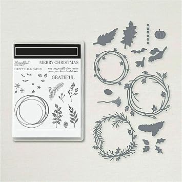 Stamps and Dies for Card Making, Christmas Flower Clear Stamps Cutting Dies for Card Making, Scrapbooking Cards and Card Making Decoration 3#