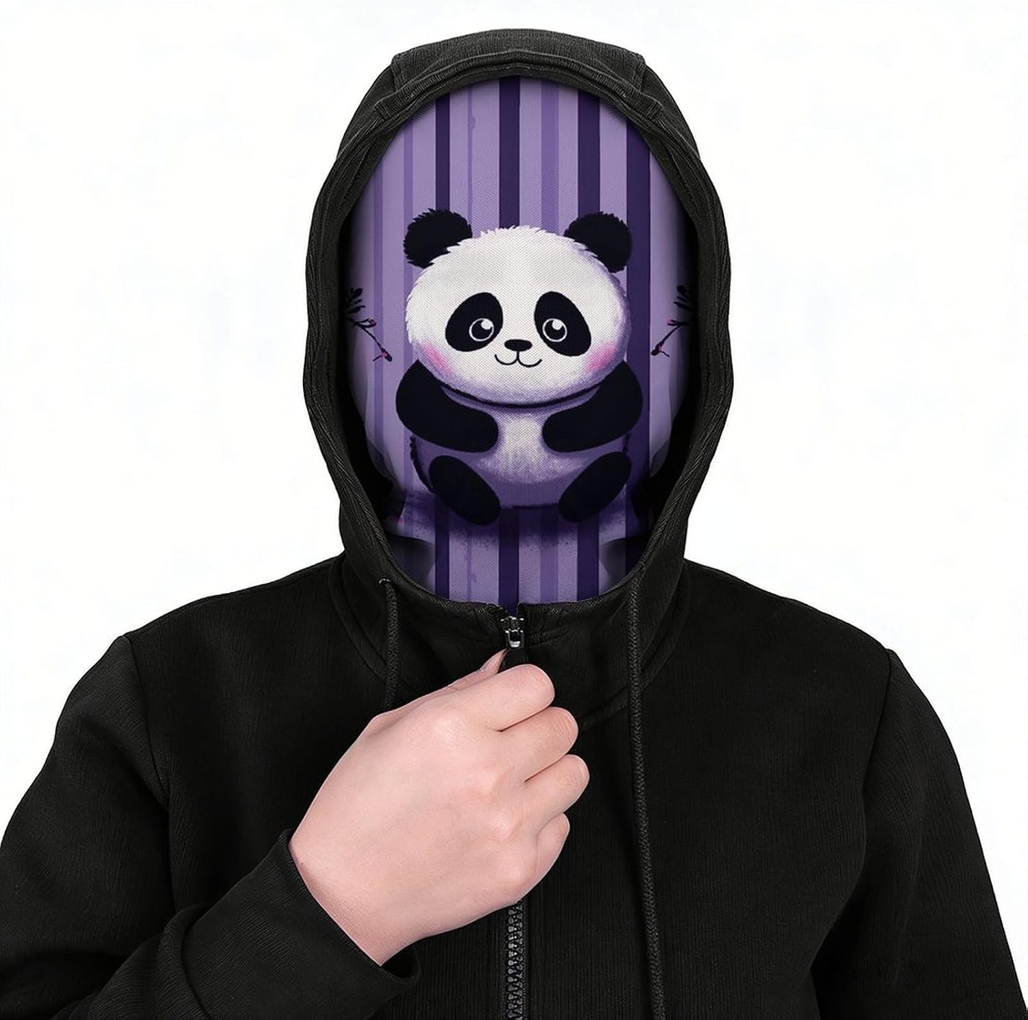 Purple Striped Panda Balaclava Ski Mask, Cooling Face Cover image 3