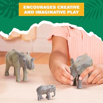 Terra by Battat 4 Pieces African Elephant Toys Family Set Realistic Plastic Safari Animals Figures Animal Toys for Kids 3+ Years Elephant Gifts & Baby Shower Decorations