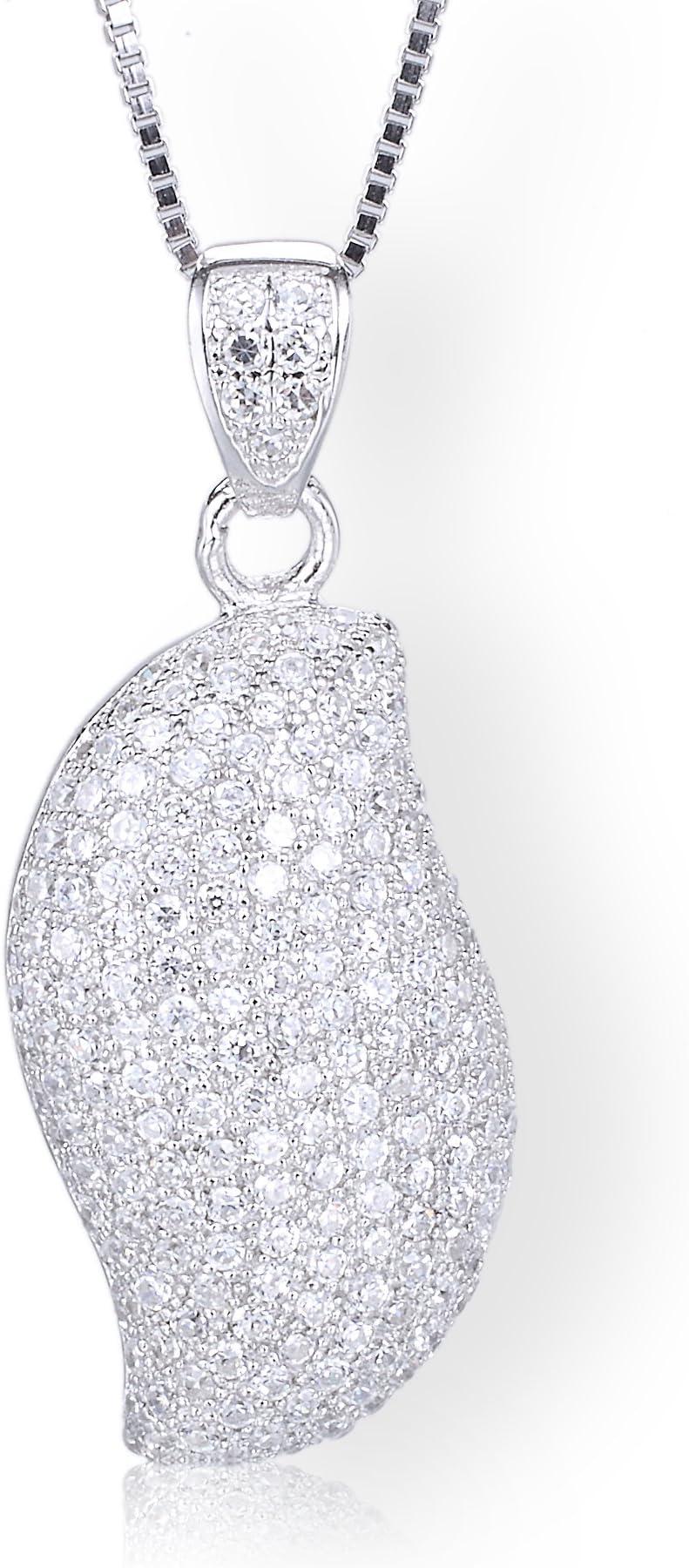 Startreasureland 925 Sterling Silver Pendant Necklace Shiny Little Diamond Sea Wave