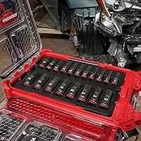 Vista 4 de Compatible con Milwaukee 49-66-6801 Shock Wave 3/8" Impact Duty Socket MM Packout Set - 19 PC, Dimensiones (LxWxH) (in) 16.2 x 9.8 x 2.5