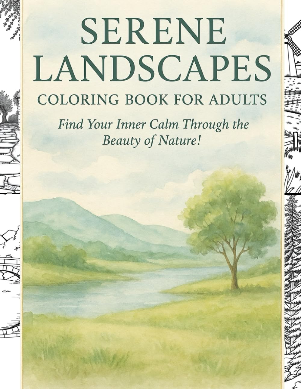 Serene Landscapes Coloring Book for Adults: 40 Realistic Nature Scenes for Relaxation, Mindfulness & Creative Escape