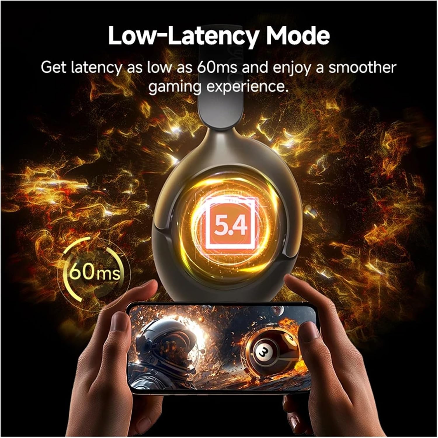 Wireless Headphones 50dB Noise Canceling Earphone Spatial Audio with 5.4 Over Ear Headset(Blue)