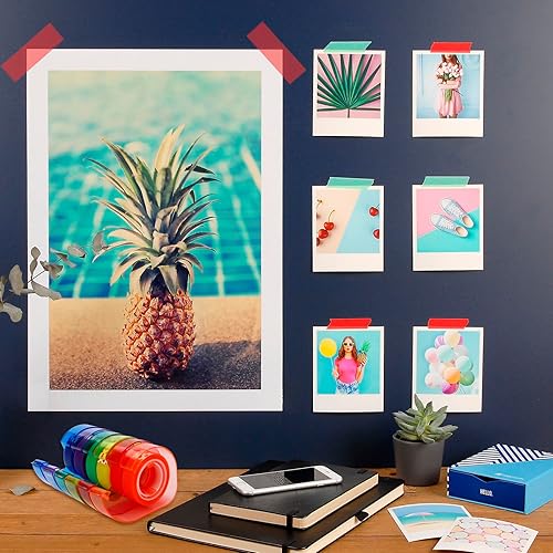 Miniatura 2 de Eagle Dispensador de cinta arcoíris con 6 cintas adhesivas de colores, cinta semitransparente de 1/2 pulgada para oficina, manualidades, escuela