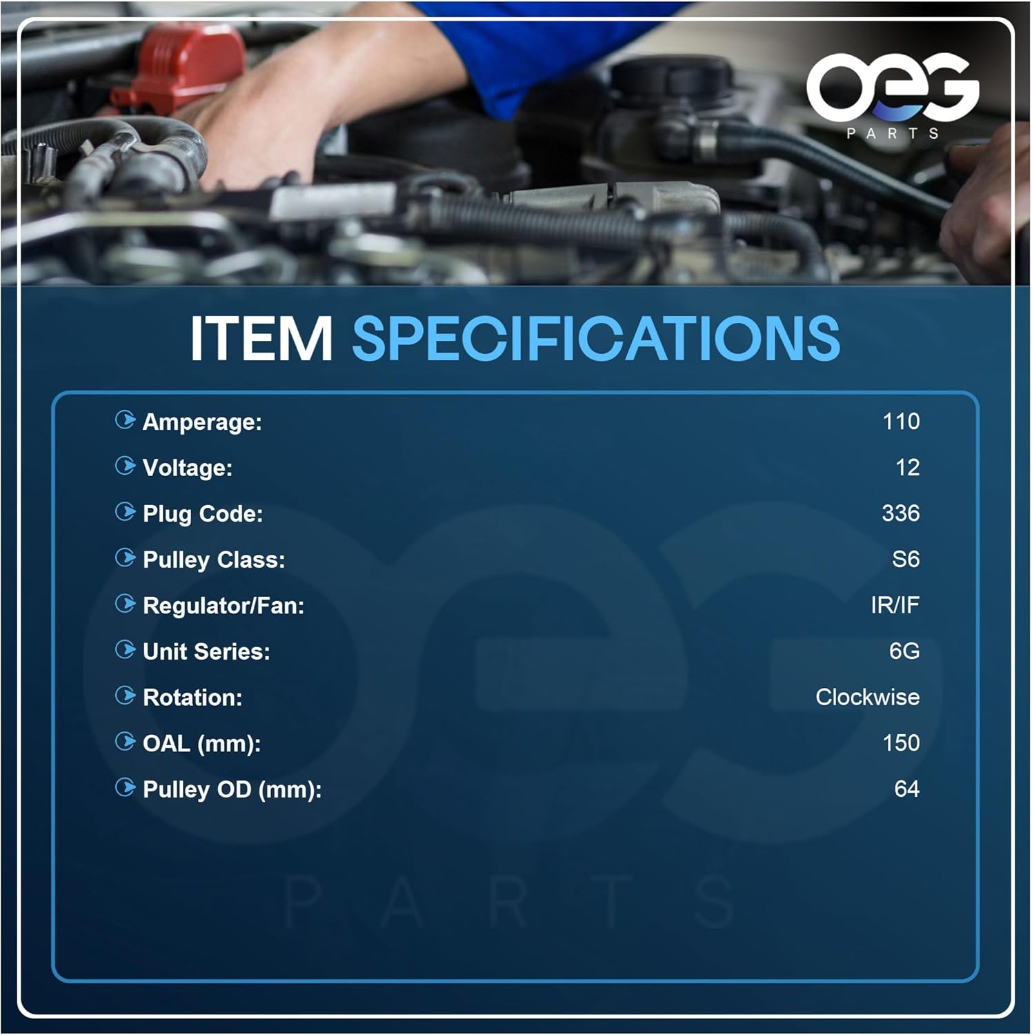 OEG Parts New Alternator Compatible With Ford Mustang 3.8L 3.9L 2001-2004 1R3U-AA, 1R3U-AB, 1R3U-AC, 1R3U-AD, AFD0075, 40014048, 40014048R