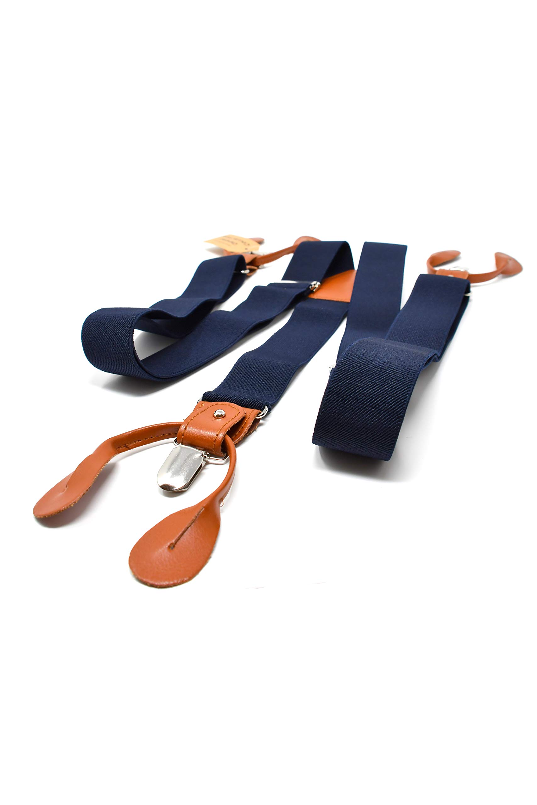 Sweet Leaf Bretelle Blu Scuro di alta qualità completamente Regolabili - 3 Clip o 6 Bottoni (personalizzabili)- Forma di Y - Classiche, Eleganti e Moderne