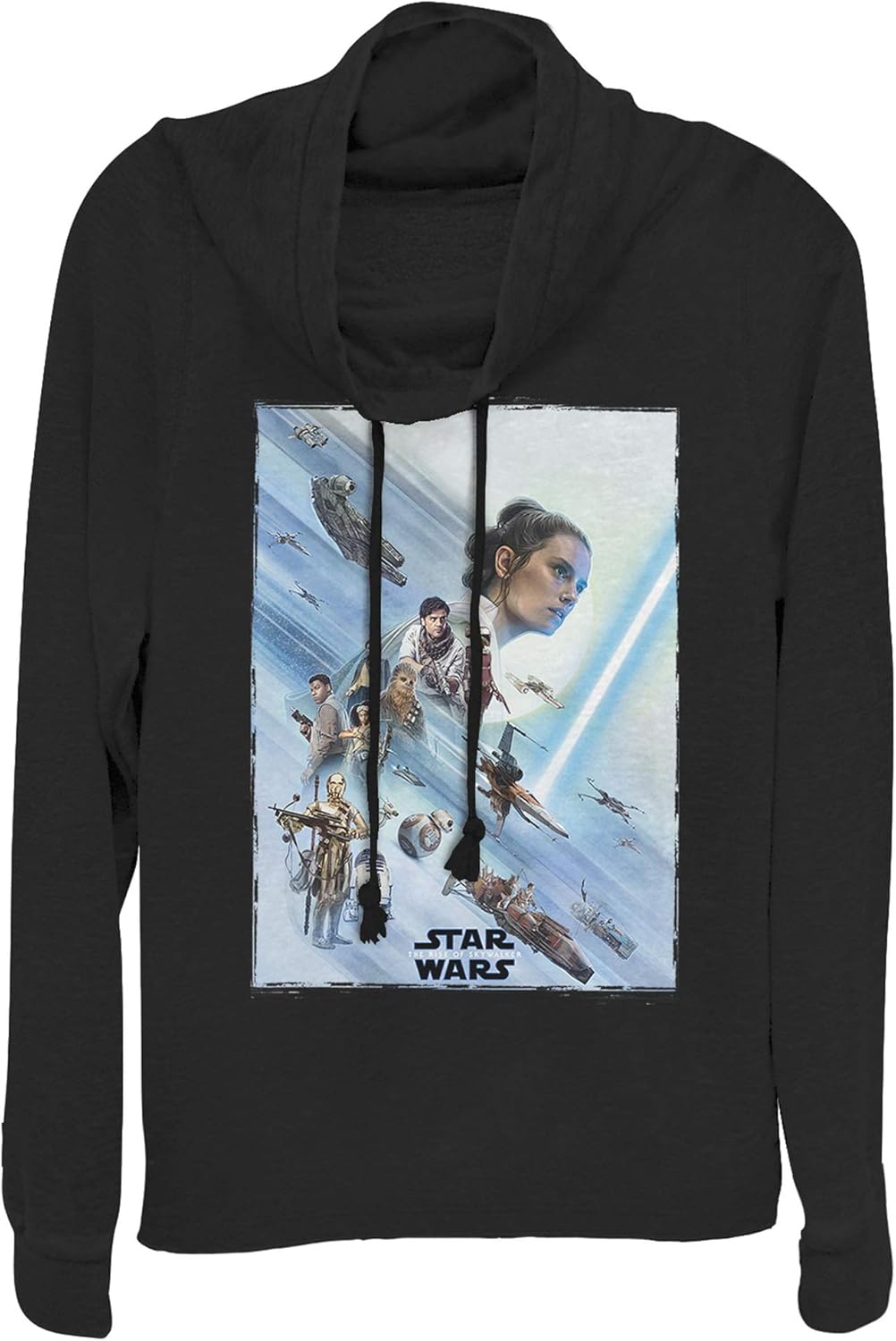 STAR WARS Rise of Skywalker Rey Poster Women's Cowl Neck Long Sleeve Knit Top
