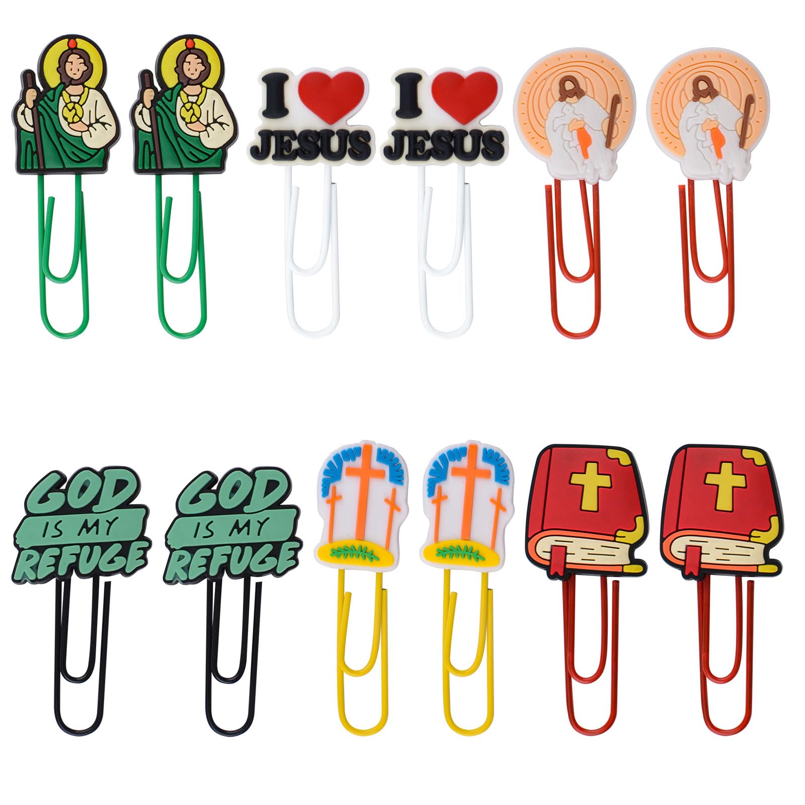 WANDIC Lot de 12 Marque-Pages chrétiens, Croix de Jésus, Fournitures d'étude de la Bible, Cadeaux catholiques pour l'école du Dimanche,Adolescents