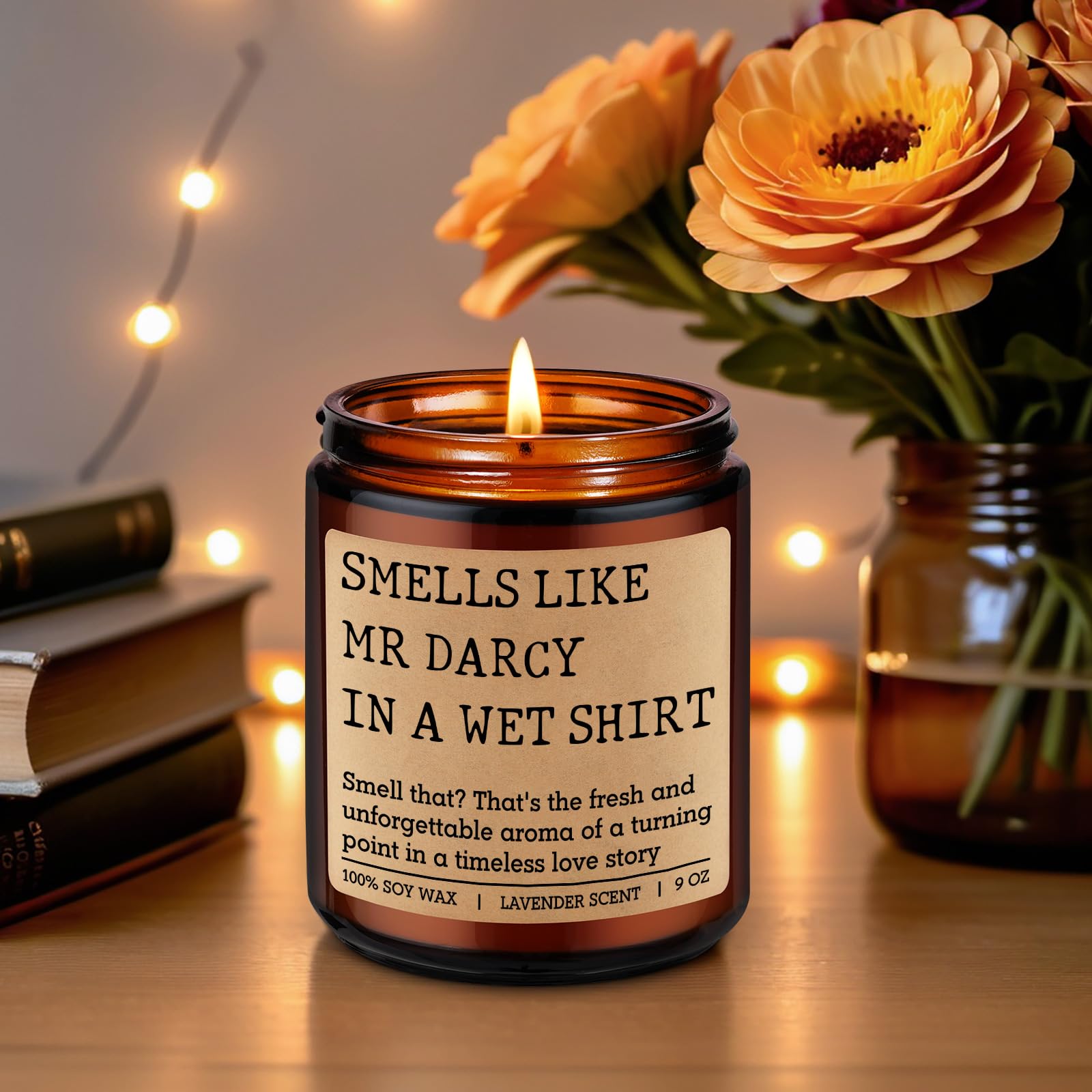 GSPY Mr Darcy Candle - Pride and Prejudice Gifts for Women, Men - Bookish, Reading, Literary, Book Lovers Gifts for Jane Austen Fans - Funny Mothers Day, Birthday Decor for Readers, Bookworm, Nerd