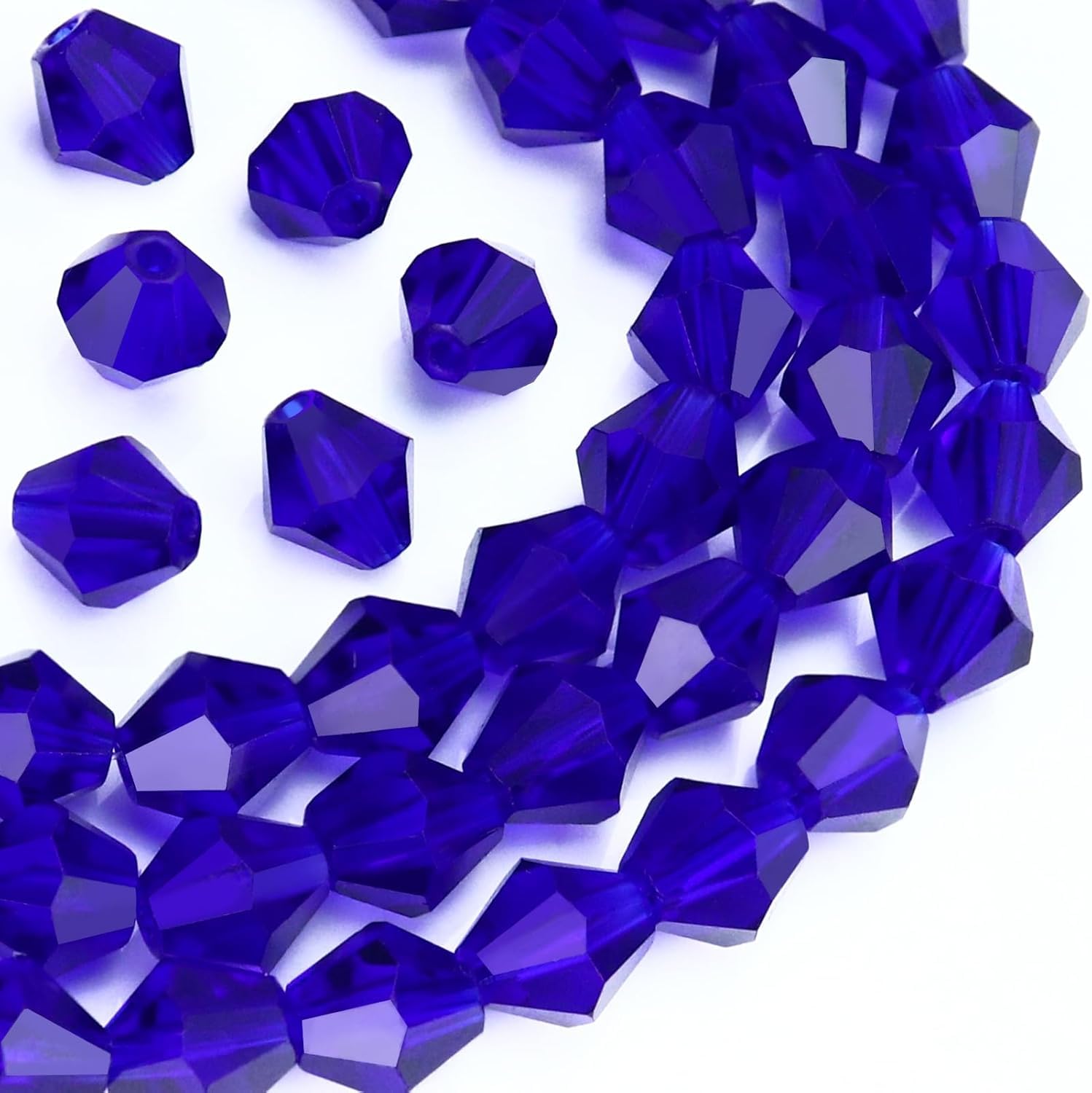 Perlin 90stk Böhmische Kristallperlen 4mm Doppelkegel Tschechische Perlen Glasschliffperlen Glasperlen, Bicone Beads (Cobalt Blau)
