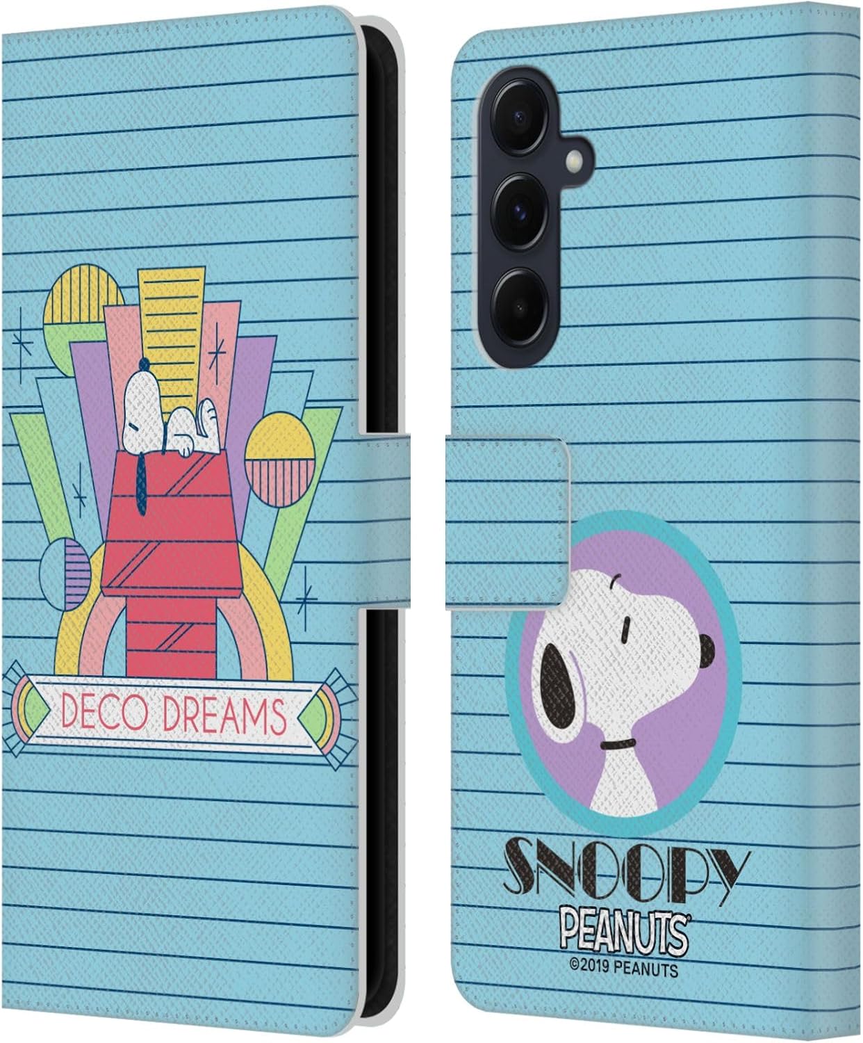 Head Case Designs Officially Licensed Peanuts House Dreams Snoopy Deco Dreams Leather Wallet Case Compatible with Samsung Galaxy A55 5G