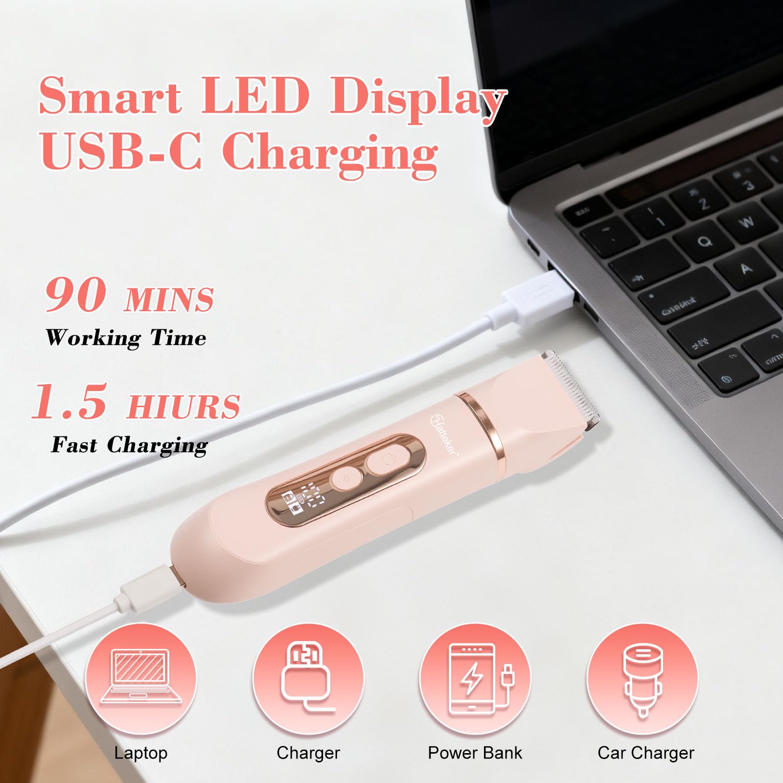Maquinilla de afeitar eléctrica 4 en 1 para mujer, IPX7, impermeable, para piernas, brazos, facial y axilas, inalámbrica (rosa)