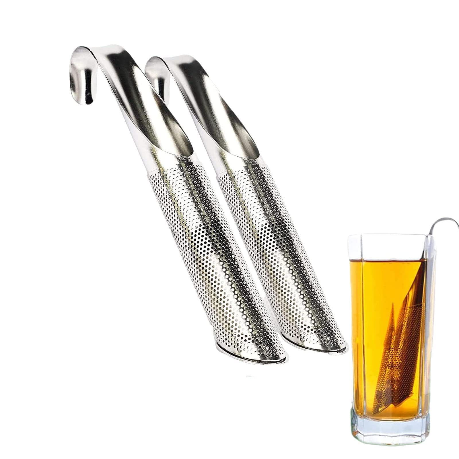 2PCS Stainless Steel Tea Diffuser, Long-Handle Tea Filter, Stainless Steel Tea Infusers for Loose Tea, Tea Infuser Set with Hook