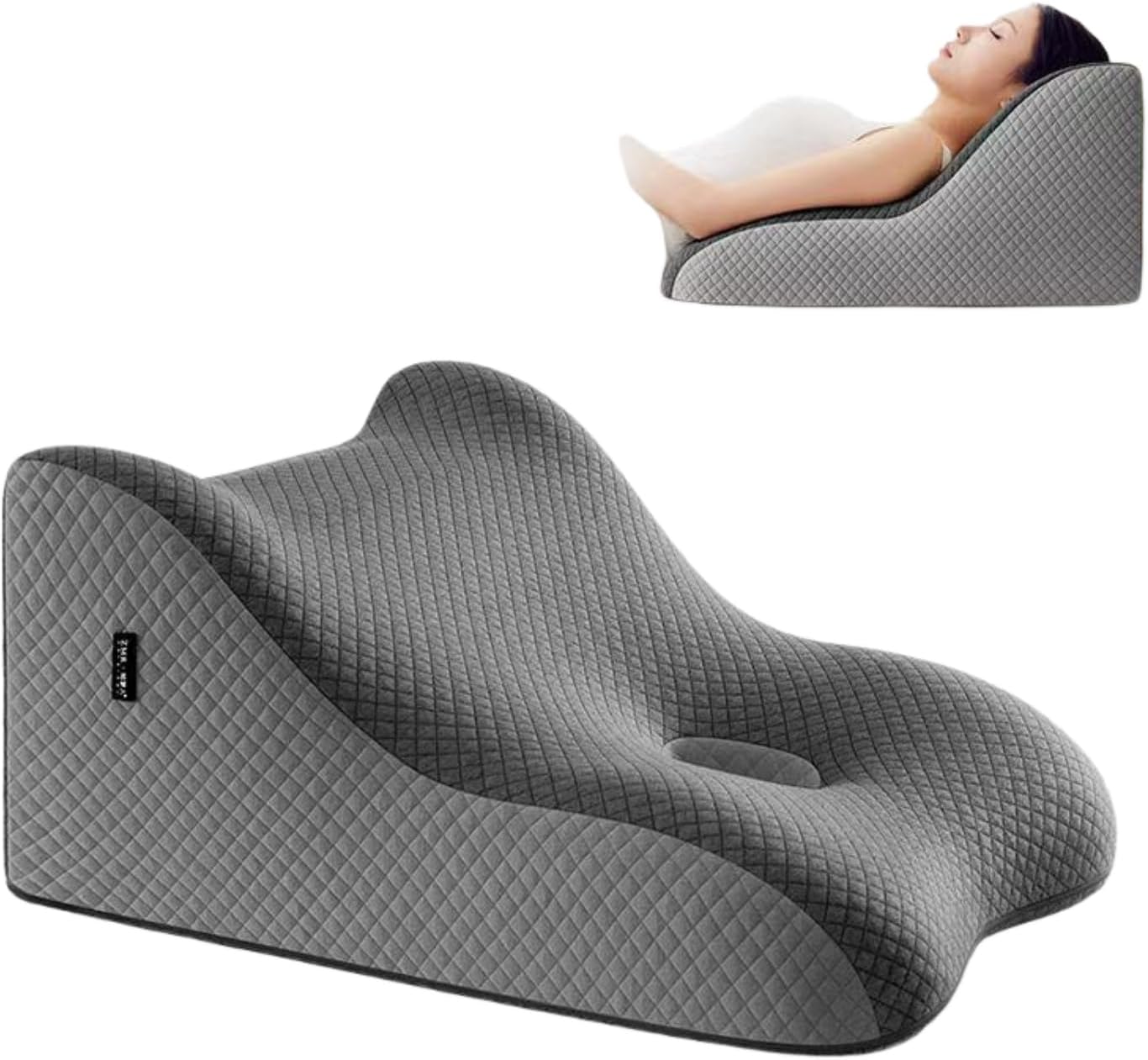 Memory Foam Lumbar Support Pillow, Multi-Function Orthopedic Cushion Helps Relieve Back Pressure, Ergonomic Comfort for Sitting, Sleeping,Reading and Support (Double Gray)