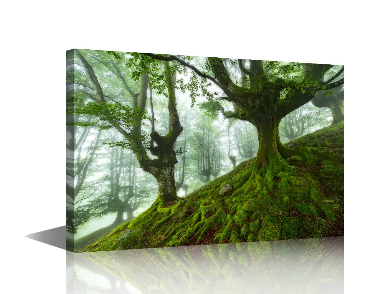 Forest Canvas Prints Wall Decor Artwork Sunlight Penetrates the Forest Pictures Print on Canvas Wall Art for Bedroom Living Room Bathroom Office Home Decorations Framed Ready to Hang - 18x12 in โ image 1