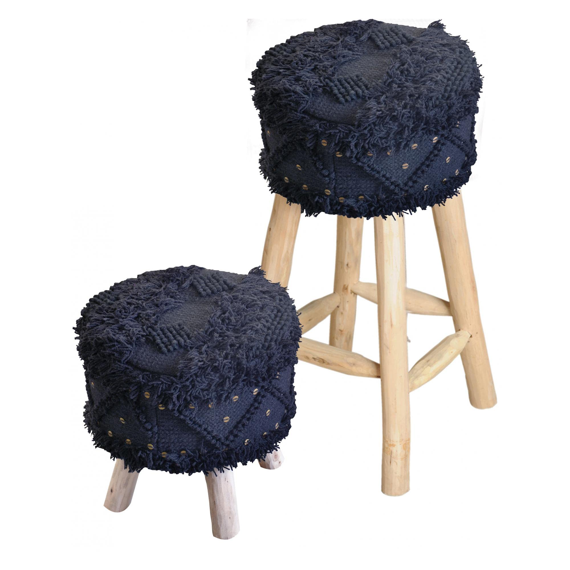Housse de tabouret Roja noir 40x40 cm pour sublimer votre salon cosy