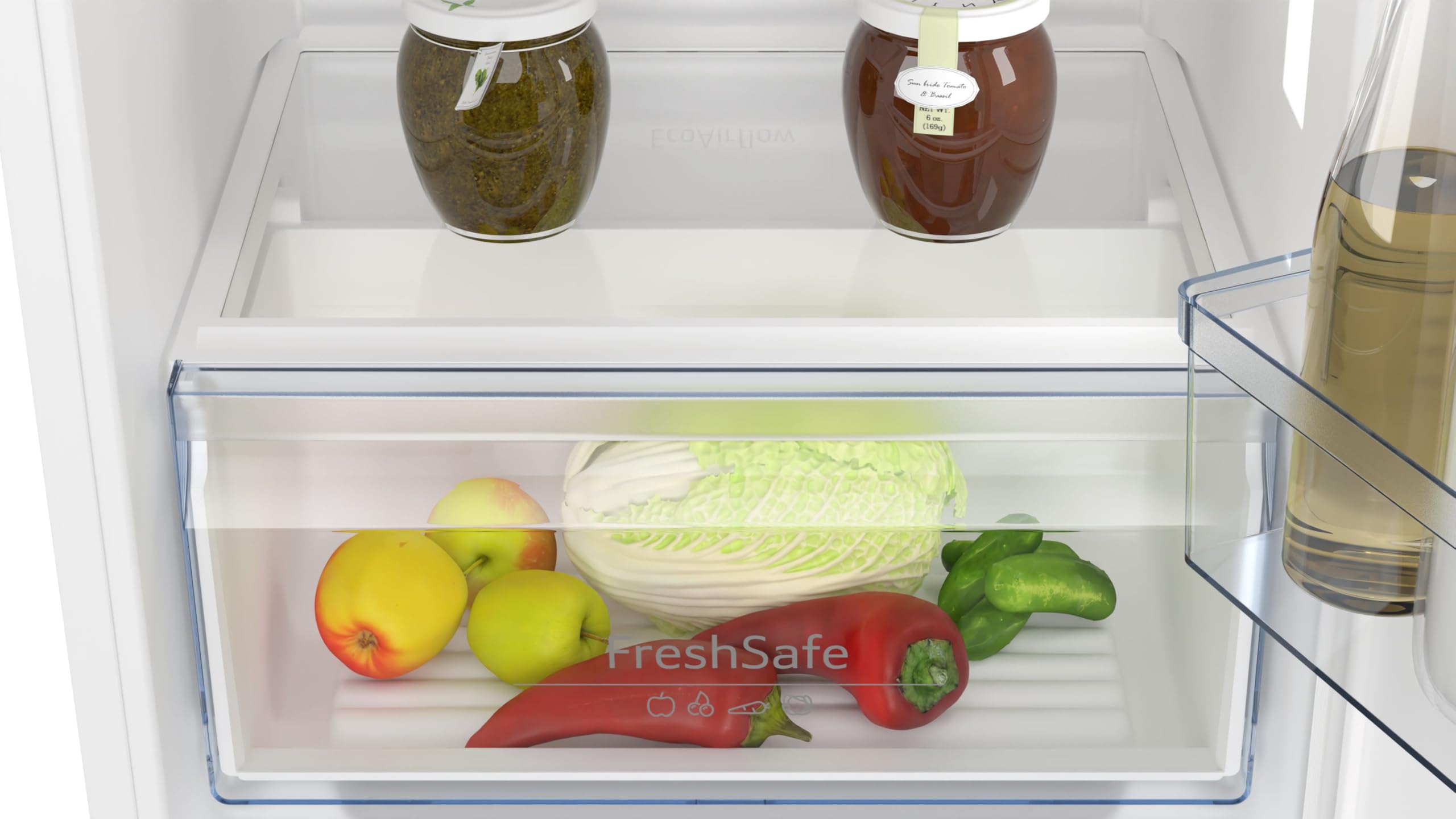 Neff KI2221SE0, N 30, Einbau-Kühlschrank, integrierbarer Kühlautomat mit Gefrierfach 88x56 cm, 104L Kühlen, 15L Gefrieren, Made in Germany, Schleppscharnier, EcoAirflow, Sicherheitsglasablagen