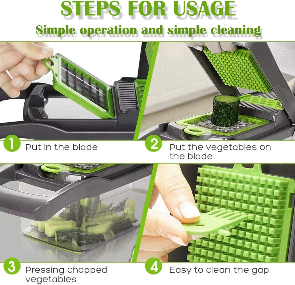 Artcome Vegetable Chopper Slicer Onion Dicer with Colander Basket and Container Food Chopper Onion Cutter with Protective Gloves, Fruit Core Remover Tool, Stainless Steel Peeler and Sponge Brush