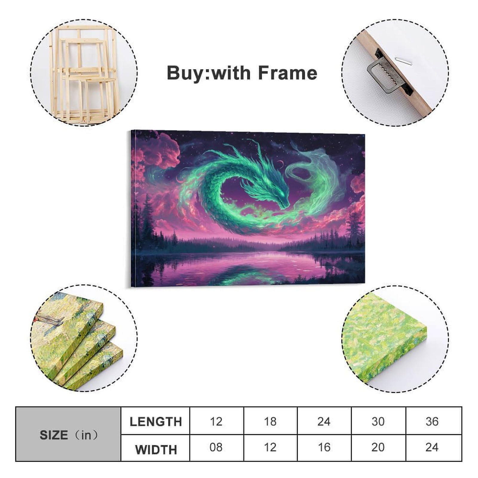 ZHUICHENG Dragon DecoRataivo Obraz/Plakat - 3D Urban Painting Na Płótnie Do Biura i Salonu. Odporny Na Uderzenia i Łatwa Konserwacja, Styl Przemysłowy 16x24 cale (40x60cm)